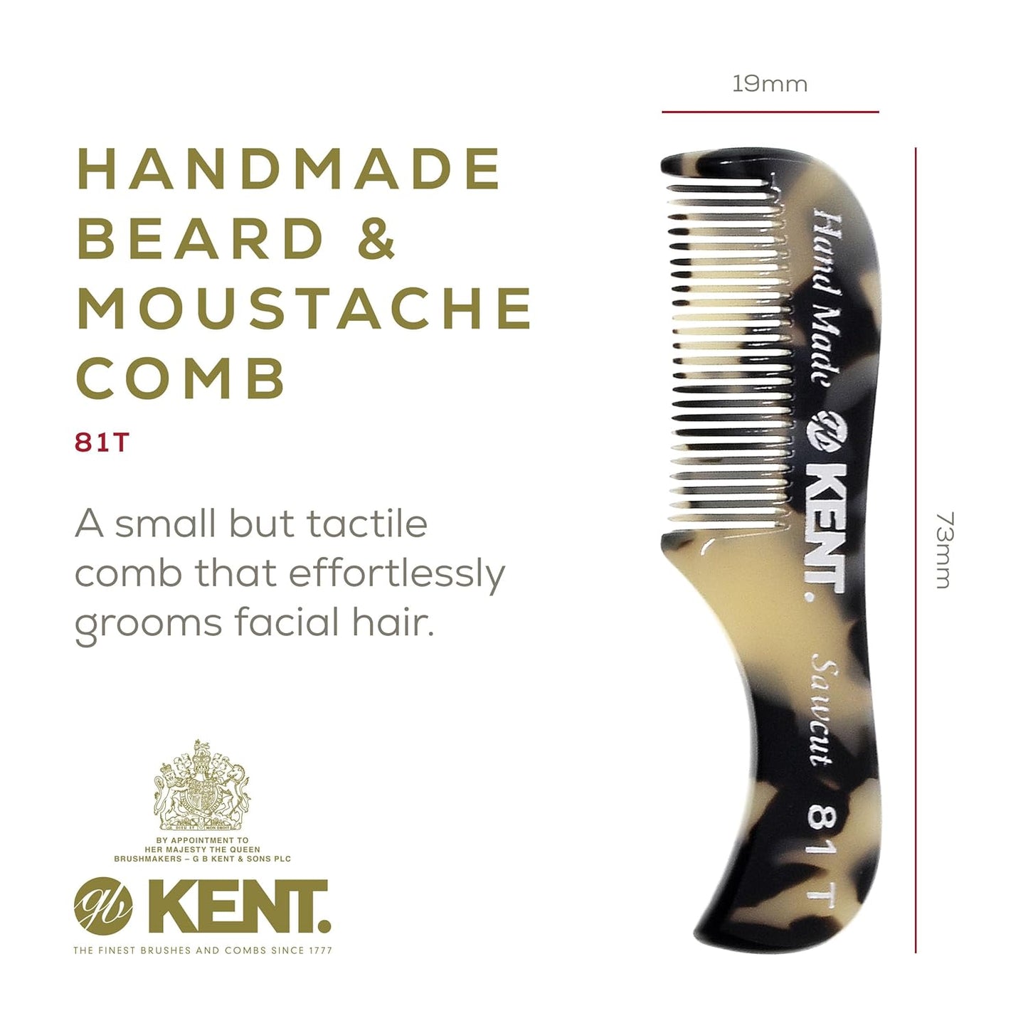 Kent FOT TW - 81T TW Beard Comb Set Pocket for Men - Pocket Combs Kit for Men for Travel and Home, Mustache Comb for Mens, Mini Beard Set for Mens Grooming, Handmade Combs Grooming Set