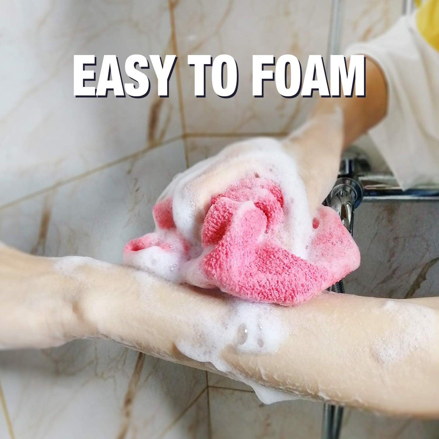 Evridwear Exfoliating Back Scrubber with Handles Two Sides for Body Shower Deep Cleans Skin Massages Invigorating Blood Circulation Men Women One Size (Pink)