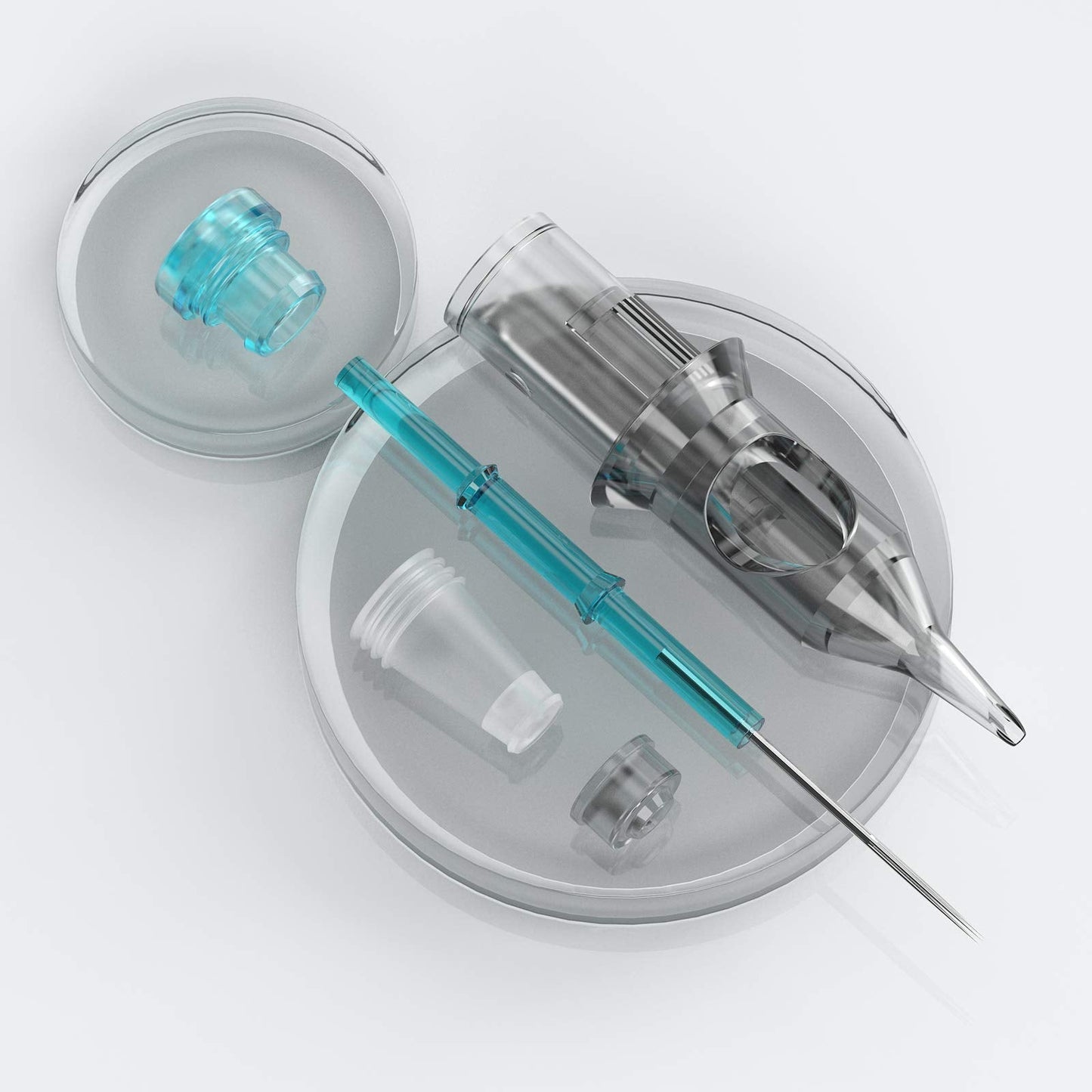 STIGMA Aquamarine Knight Tattoo Cartridges #10(9RS) 20Pcs Round Shader 0.3mm Bugpin X-Taper Disposable Tattoo Needle Cartridges with Membrane EN02B-20-1009RS