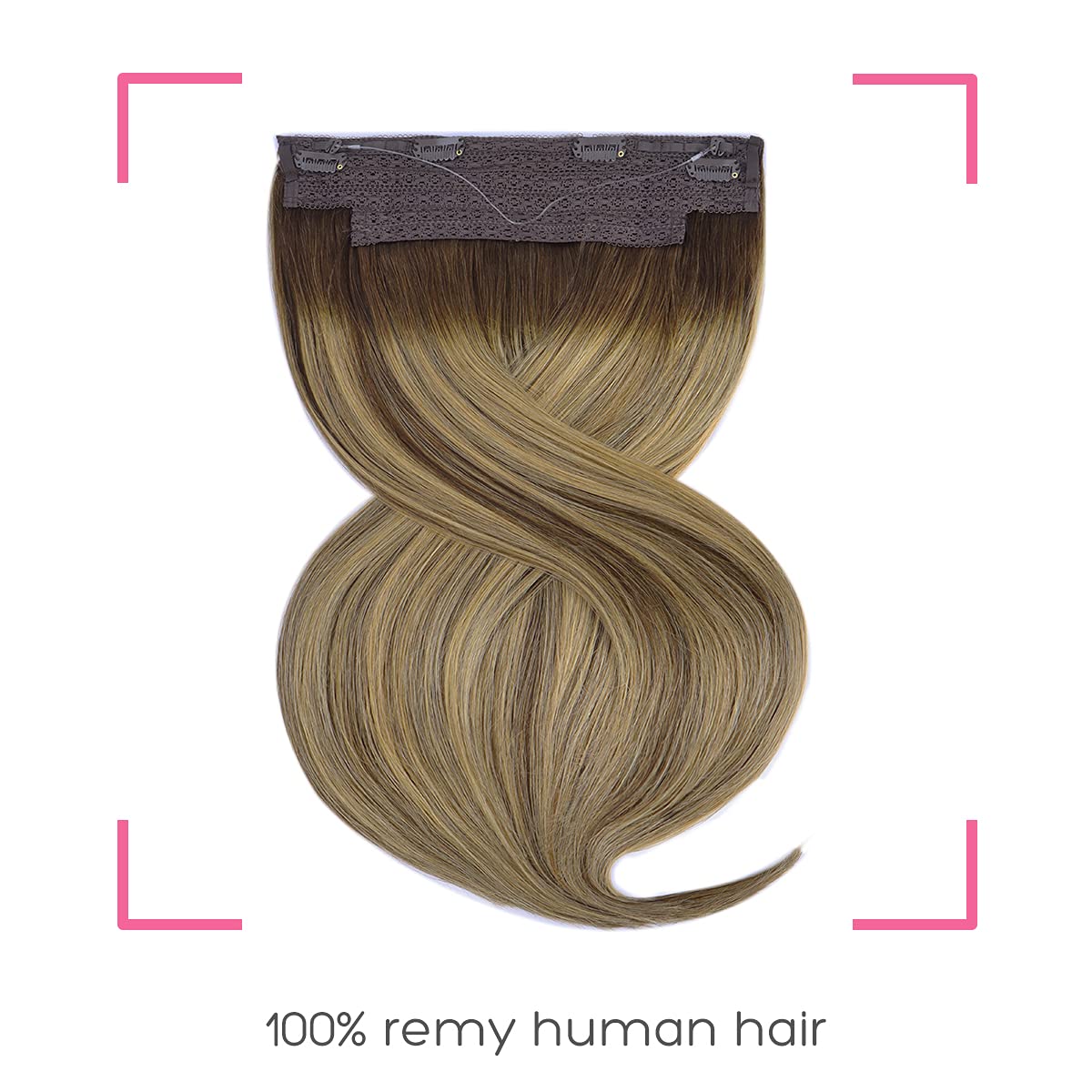 Marat Wire Hair Extensions 16 inch 95g Balayage Chocolate Brown to Caramel Blonde Remy Human Hair Extensions with Fish Line Invisible Wire Hair Extensions Real Human Hair Hair Extensions