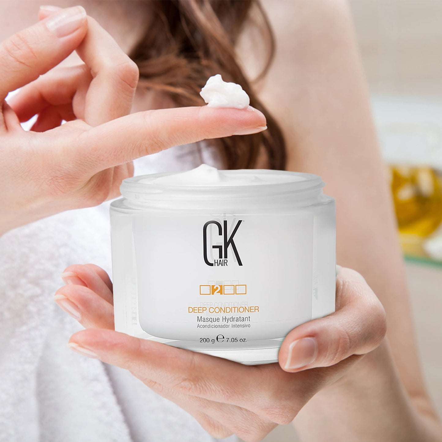 GK HAIR Global Keratin Organic Argan Oil Hair Serum For Frizz Control Dry Damage Hair Repair 50ml I Deep Conditioner Masque 200g/7.5oz