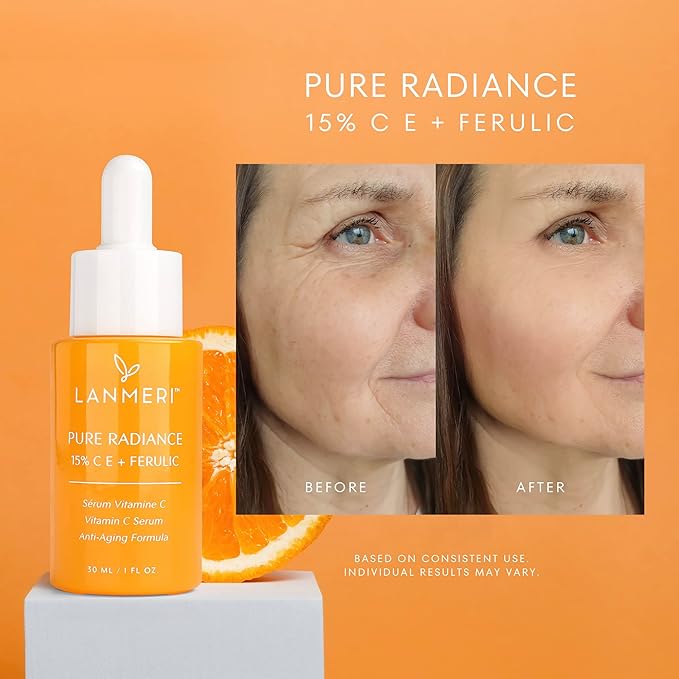 Vitamin C Face Serum 2pack- CE Ferulic Facial Serum with 15% Pure L-Ascorbic Acid, Ferulic Acid, Vitamin E, & Hyaluronic Acid - Anti Aging, Anti Wrinkle Skin Brightening Dark Spot Corrector