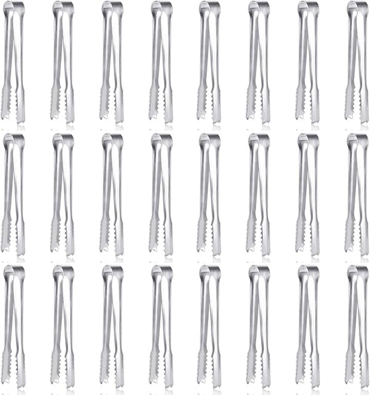 24 Pack Premium Small Serving Tongs,Dmoera Mini Stainless Steel Appetizer Tongs, 5 Inch(12.7cm)