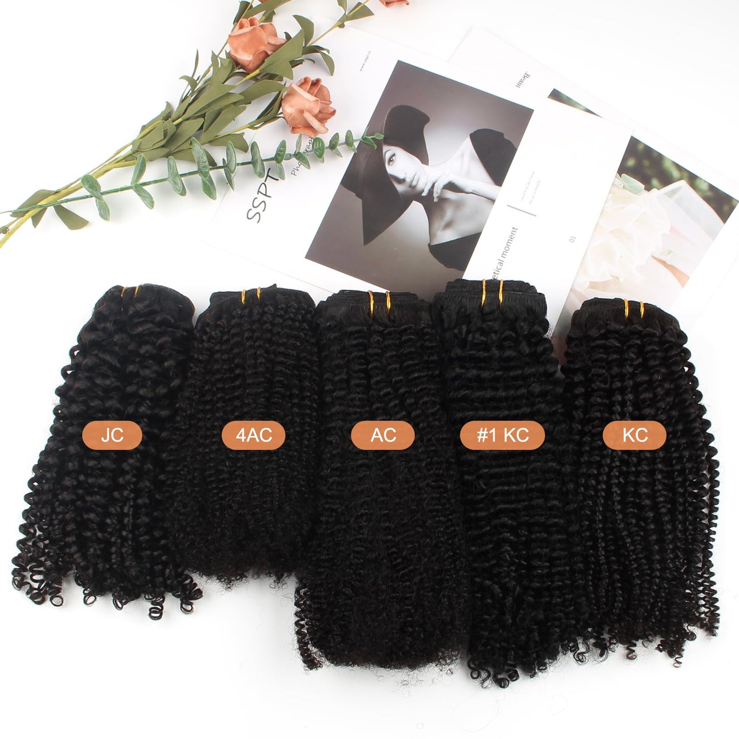 Lovrio Kinky Curly Clip in Hair Extensions, Afro 3C 4A Kinkys Curly Hair Clip ins for Women, Thick Soft 9A Brazilian Remy Human Hair Double Lace Wefts, 7Pcs 120g with 14 Inch