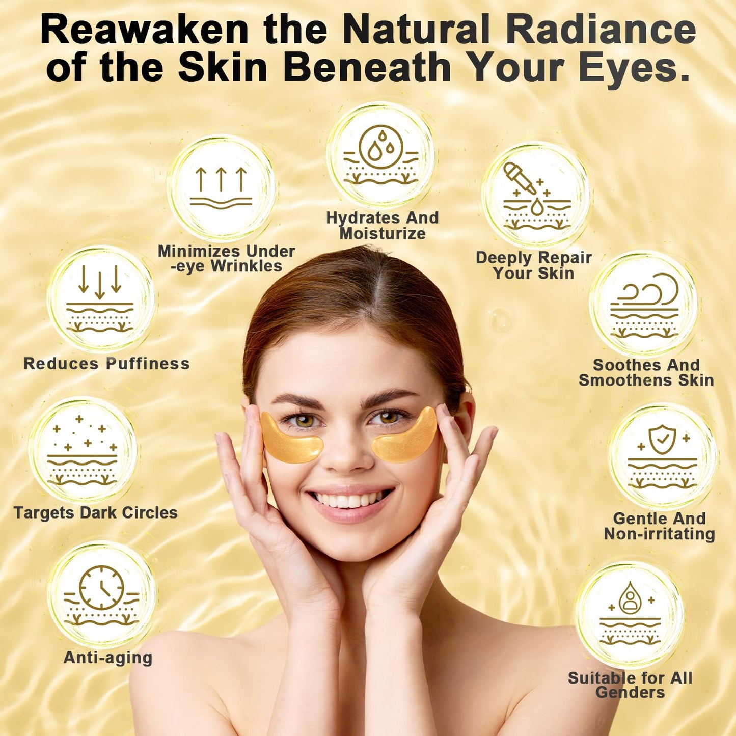 Tibobo Under Eye Patches (24 Pairs) - 24K Gold Eye Masks Enriched with Abundant Collagen | Diminish Dark Circles and Puffiness | Anti-Aging, Smooth Fine Line, Nourish Skin - Christmas Gifts for Women