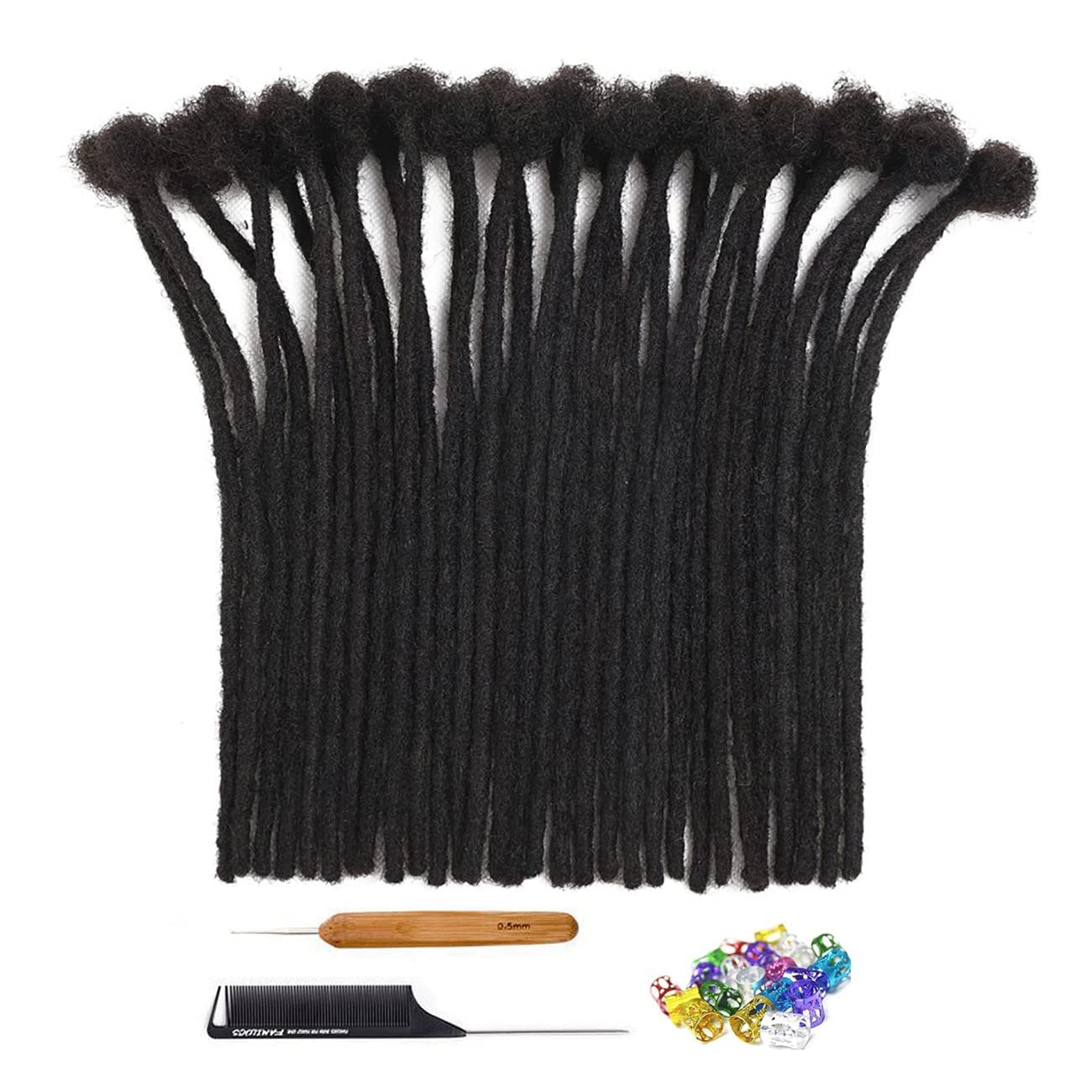 Loc Extensions Human Hair 0.6 cm Dreadlock Extensions Human Hair Dread Extensions Dread Lock Hair Extensions For Men Women 6 Inch 60 Strands 100% Real Human Hair Locs Handmade Permanent Locs