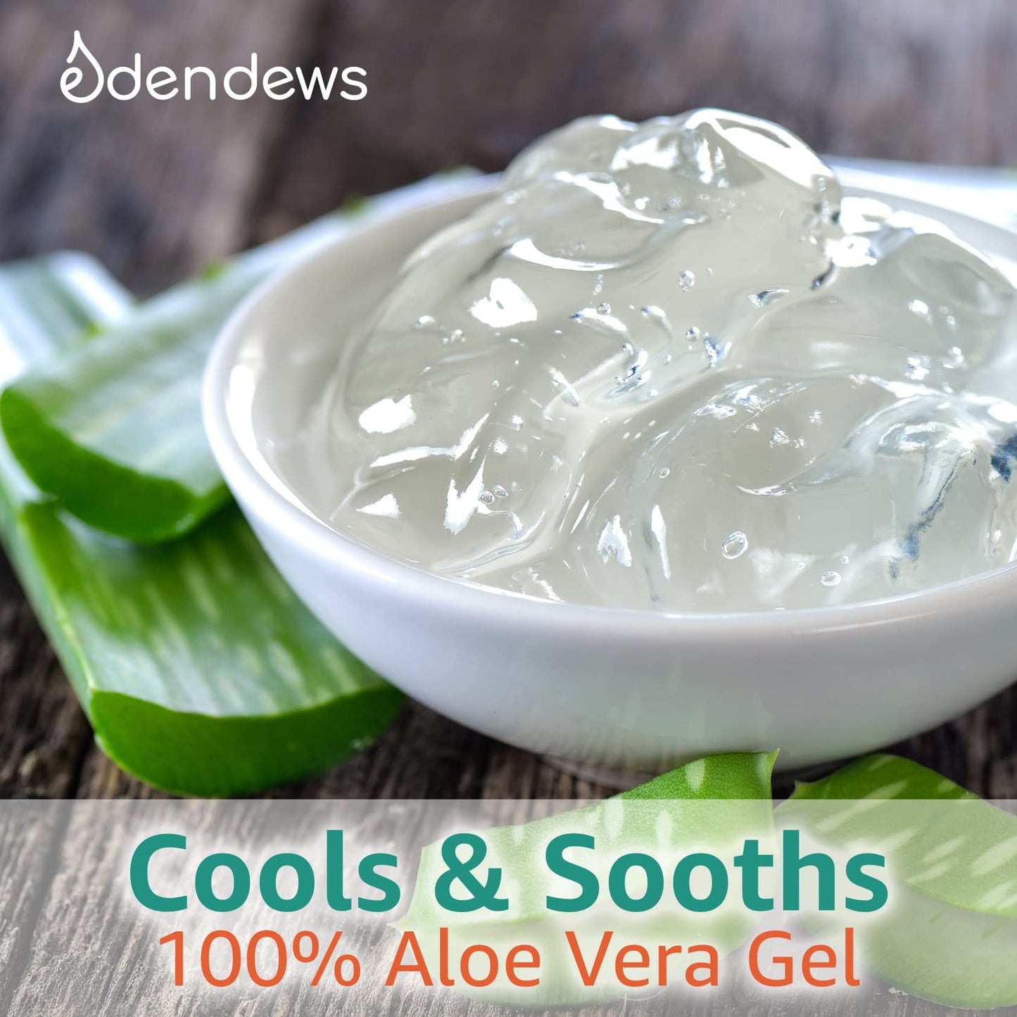 Eden Dews Organic Aloe Vera Gel 100% Pure & Natural Gel, Moisturizing, Face Skin & Hair Care, Sun Burn Relief, Hydrating & Soothing for Dry Skin, Acne, Razor Bumps, Made in USA, Unscented, 32 oz