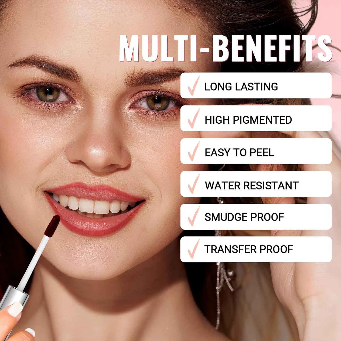 Lip Stain - Lip Liner Stain, Long Lasting Peel Off Lip Stain, Natural Peel Off Lip Liner Stain with Tweezer, Easy to Use, Waterproof, Smudge-proof, Transfer-proof, Plumped