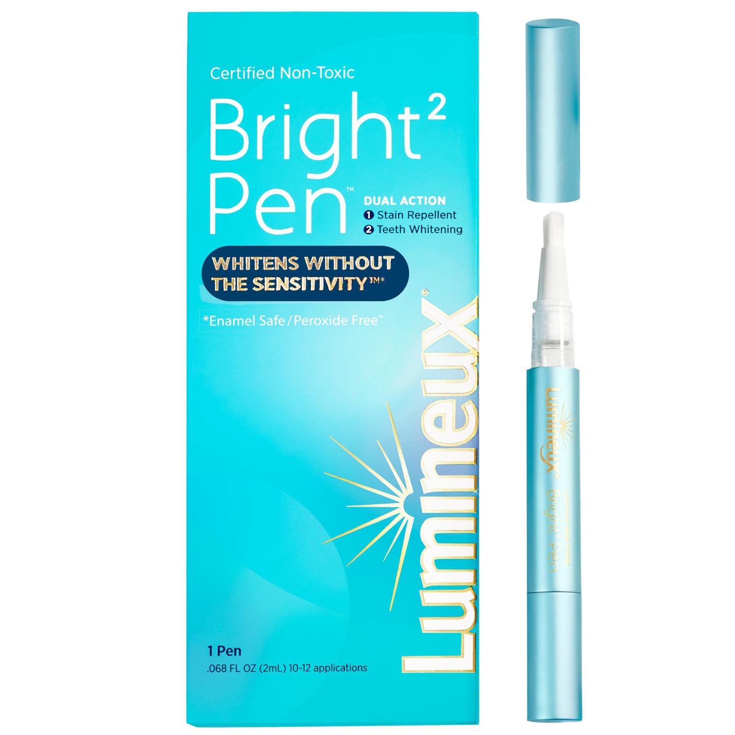 Lumineux 2-in-1 Whitening Pen (1 Pack) Enamel Safe and Clinically Proven to Whiten Without The Sensitivity - Removes Coffee, Tea, and Smoking Stains