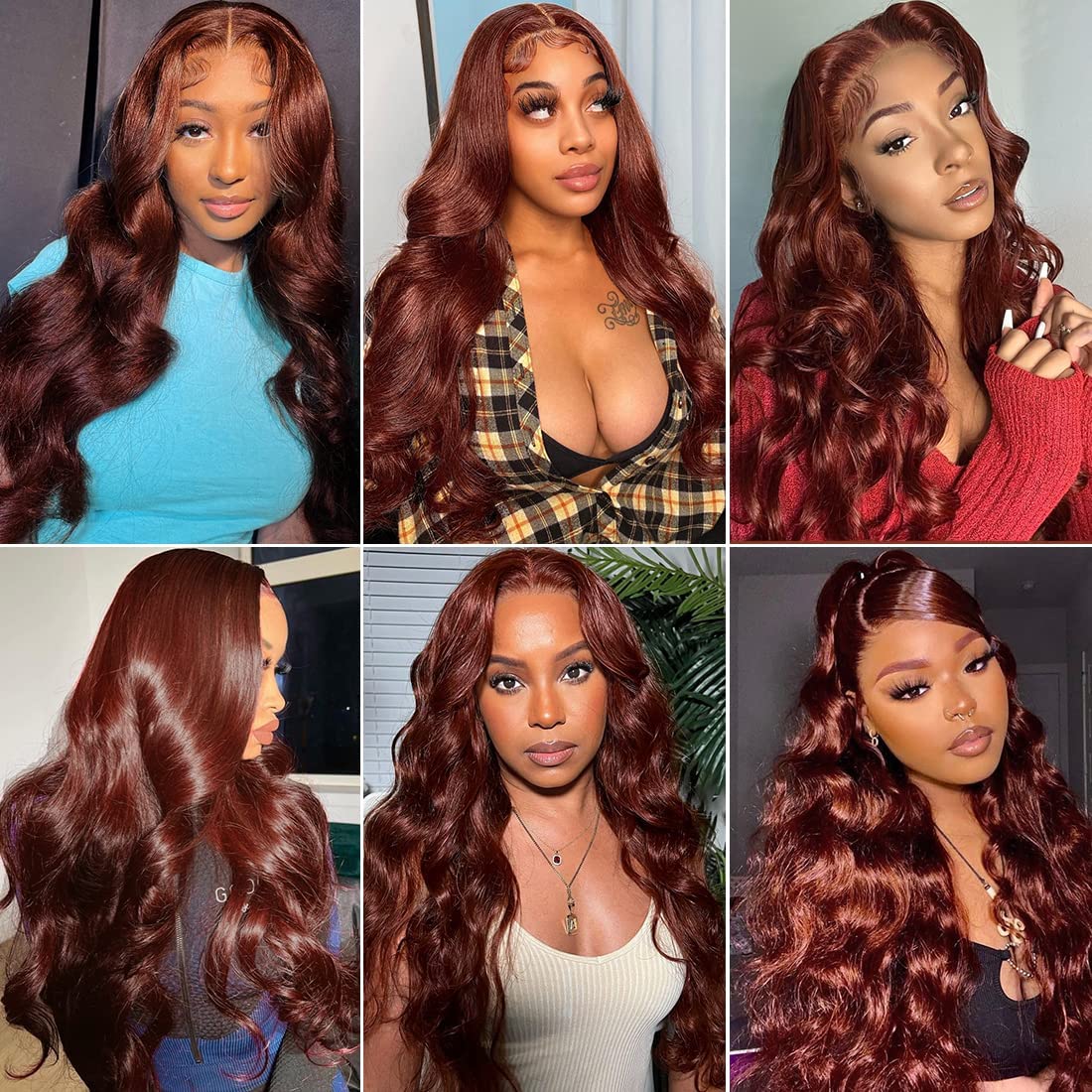 MIMORE 12A Reddish Brown 13x4 Lace Front Body Wave Wig Human Hair for Women 150% Density, Brazilian Wavy Human Hair Wigs Pre Plucked with Baby Hair Auburn Copper Red 33# Color 28inch