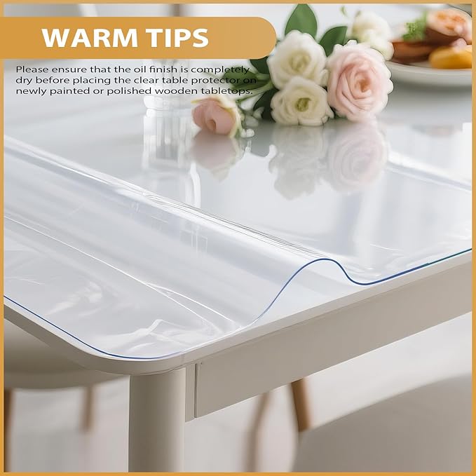 Clear Table Protector 30 x 60 Inch, 1.9mm Thick Waterproof PVC Plastic Table Cover, Durable Table Pad for Dining Room, Kitchen, Writing Desk, and Coffee Tables