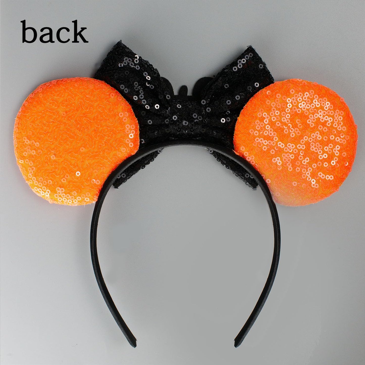 JIAHANG Halloween Mouse Ears Hair Bow Headband, Black Orange Masquerade Party Decoration Costume Headwear Hair Accessories for Women Girls