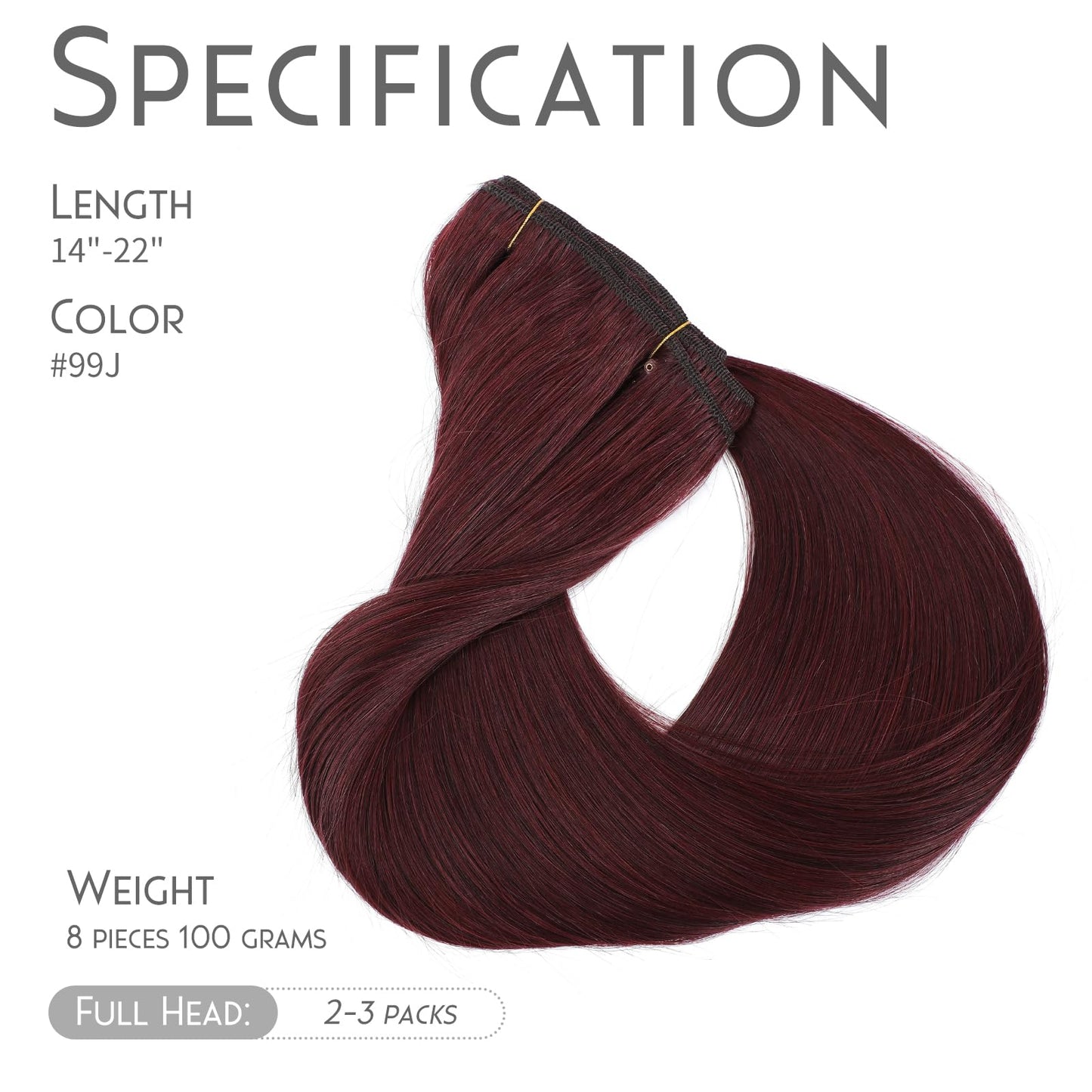 Doupor Clip in Hair Extensions Real Human Hair,Silky Straight Remy Human Hair Seamless Clip in Hair Extensions Soft Natural Clip ins for women,Burgundy Red 8pcs 120g 22 inch