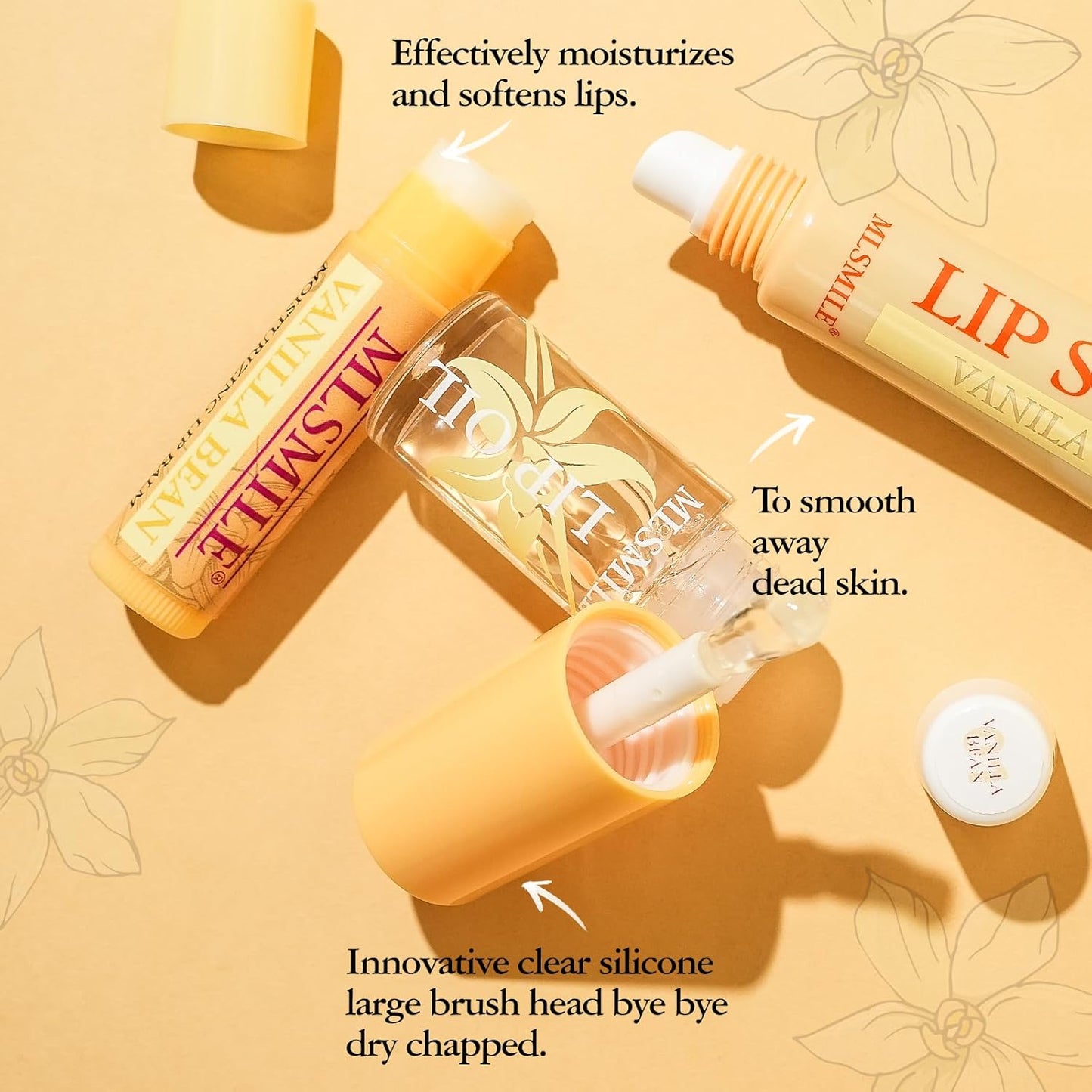 Lip Care Combo 3 pcs Set, Natural Kissers Scrub, Balm Moisturizing Oil, Vitamin E Moisturizing Treatment Overnight Treatment for Dry Chapped Lips, Nourishing Skincare Gift (04, PEPPERMINT)