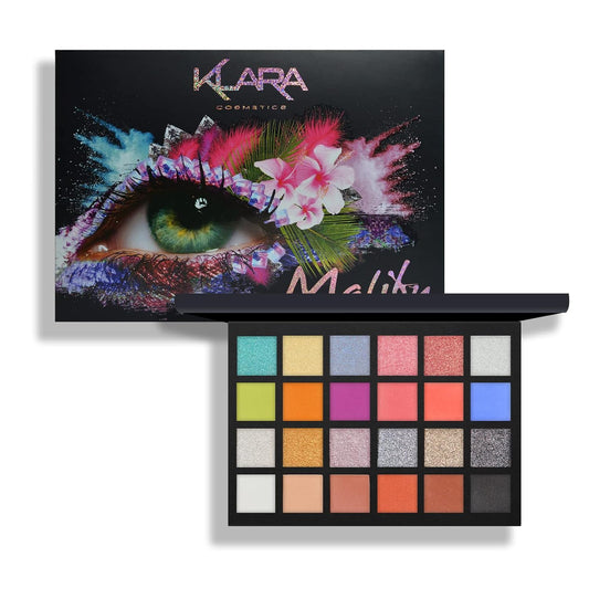 24 Shades Eyeshadow Palette - Festive Luxury Vibrant Bold Full-Color Pigment Long Lasting Matte Shimmer Eye shadow Palette (Malibu)