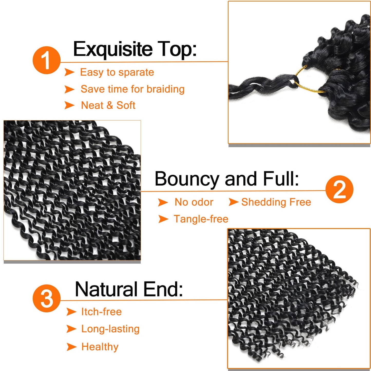 Passion Twist Hair 24 Inch 7 Packs Black Water Wave Crochet Hair for Passion Twists Long Bohemian Braiding Protective Style Hair Extensions, Tangle Free, No odor, Skin Friendly (24 Inch 7 Packs,1B#)