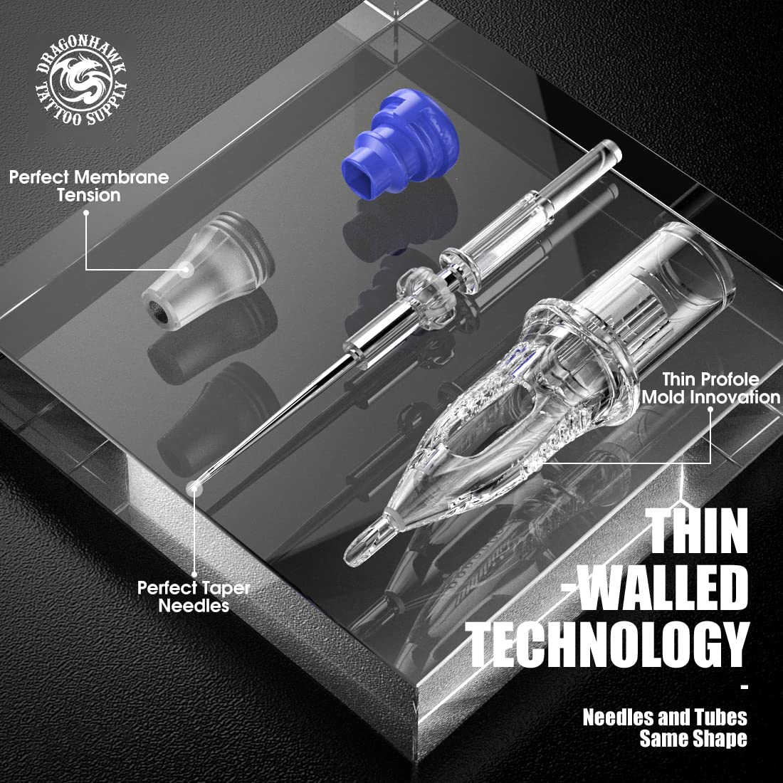 Dragonhawk 20Pcs Extreme Cartridges Disposable Tattoo Needle Standard 9 Single Stack Magnum(1209M1)