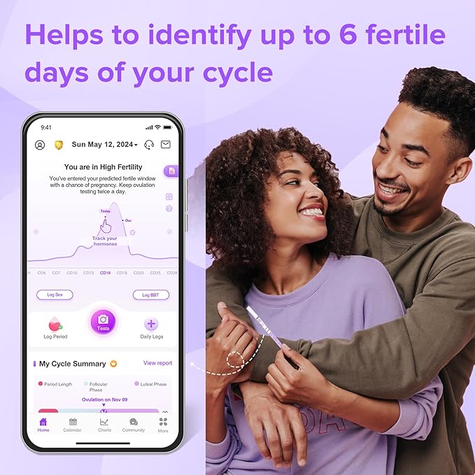 Premom Quantitative Ovulation Test Strips, Ovulation Predictor Kit with Smart Digital Ovulation Reader APP, Numerical Ovulation Tests, 20 LH Test