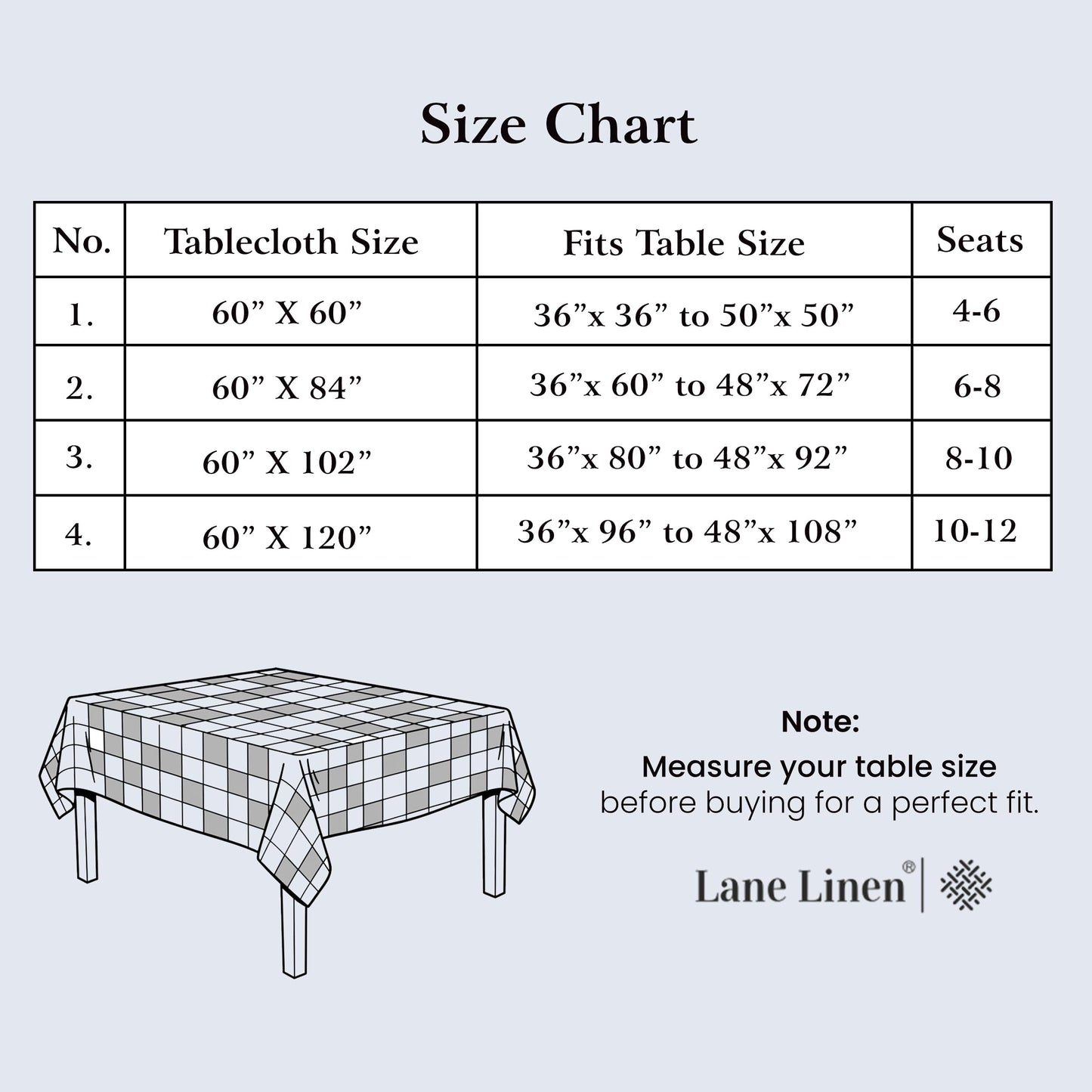 LANE LINEN 60 x 120 Inch Plaid Tablecloth Rectangle - Stain Resistant, Spillproof and Washable Gingham Table Cloth for Outdoor Picnic, Kitchen and Holiday Dinner, Black and White