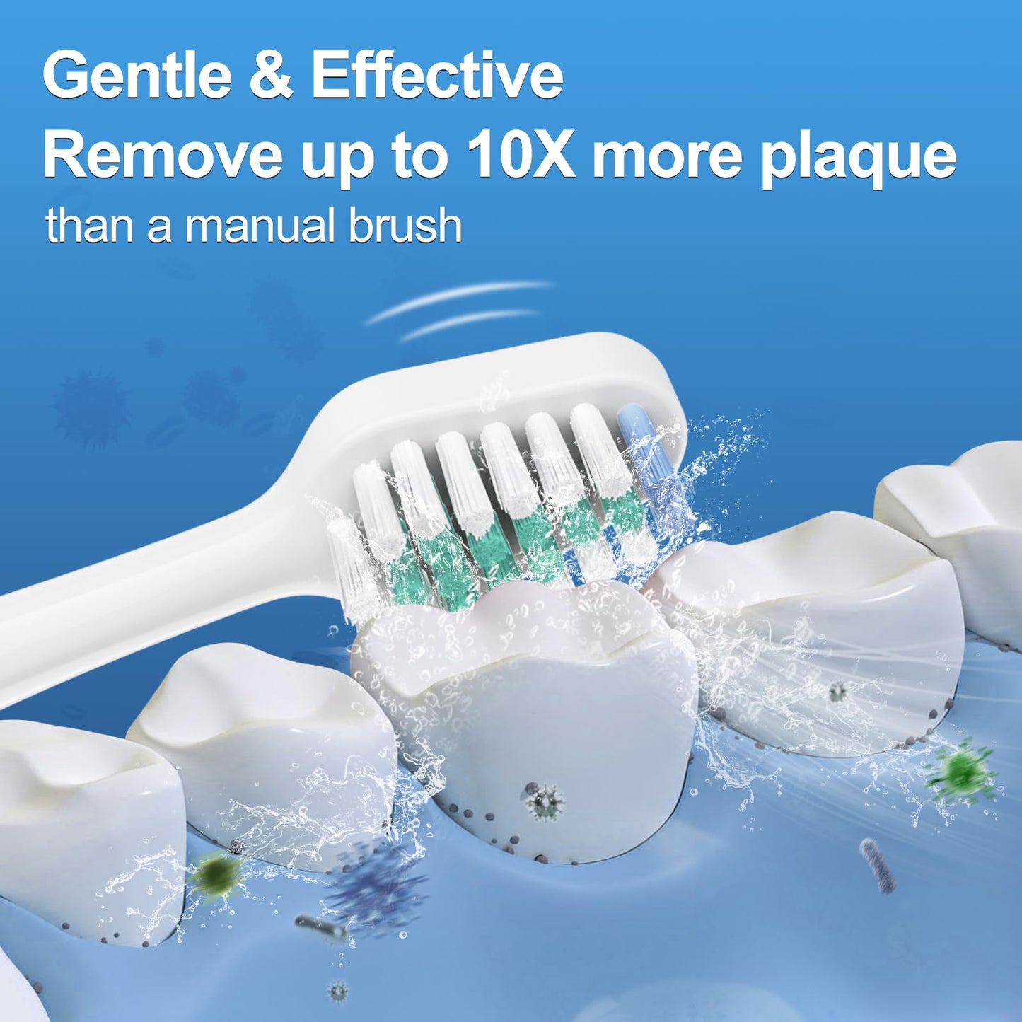 Harobey Replacement Toothbrush Heads for Waterpik Complete Care 5.0/9.0, and Compatible with AquaSonic Duo and Home Dental Center Electric Toothbruh, 5 Count(Pack of 1), White