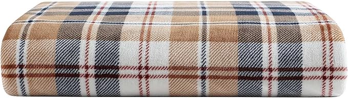 Eddie Bauer - King Blanket, Reversible Plush Bedding, Plaid Home Decor, Oeko-Tex Certified (Tralhead Plaid Beige, King)