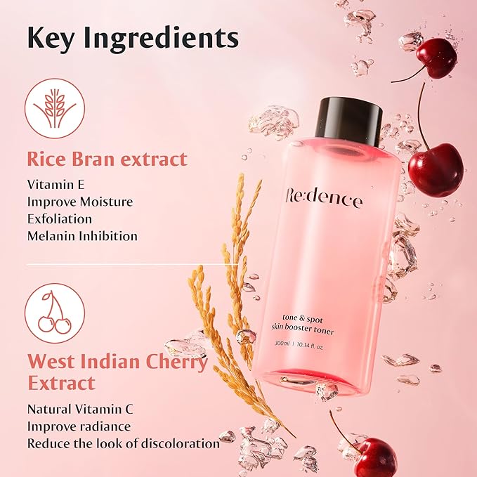 [Redence] Rice Bran Extract Deep Hydration Toner - Gentle Exfoliating, Soothing Mask Treatment, Ceramide Barrier Protection, Unscented for Sensitive Skin, 10.14 fl oz