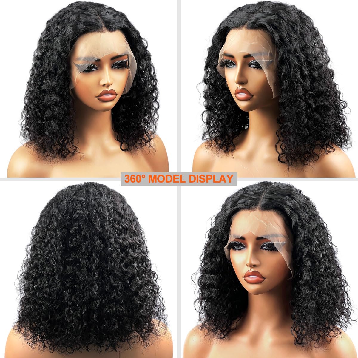 LDJOY Curly Lace Front Wigs Human Hair with Pre Plucked 180% Density Wigs for Black Women Human Hair with Baby Hair Glueless Curly Wigs 13×4 HD Transparent Lace Frontal Wigs Natural Color 16 Inch