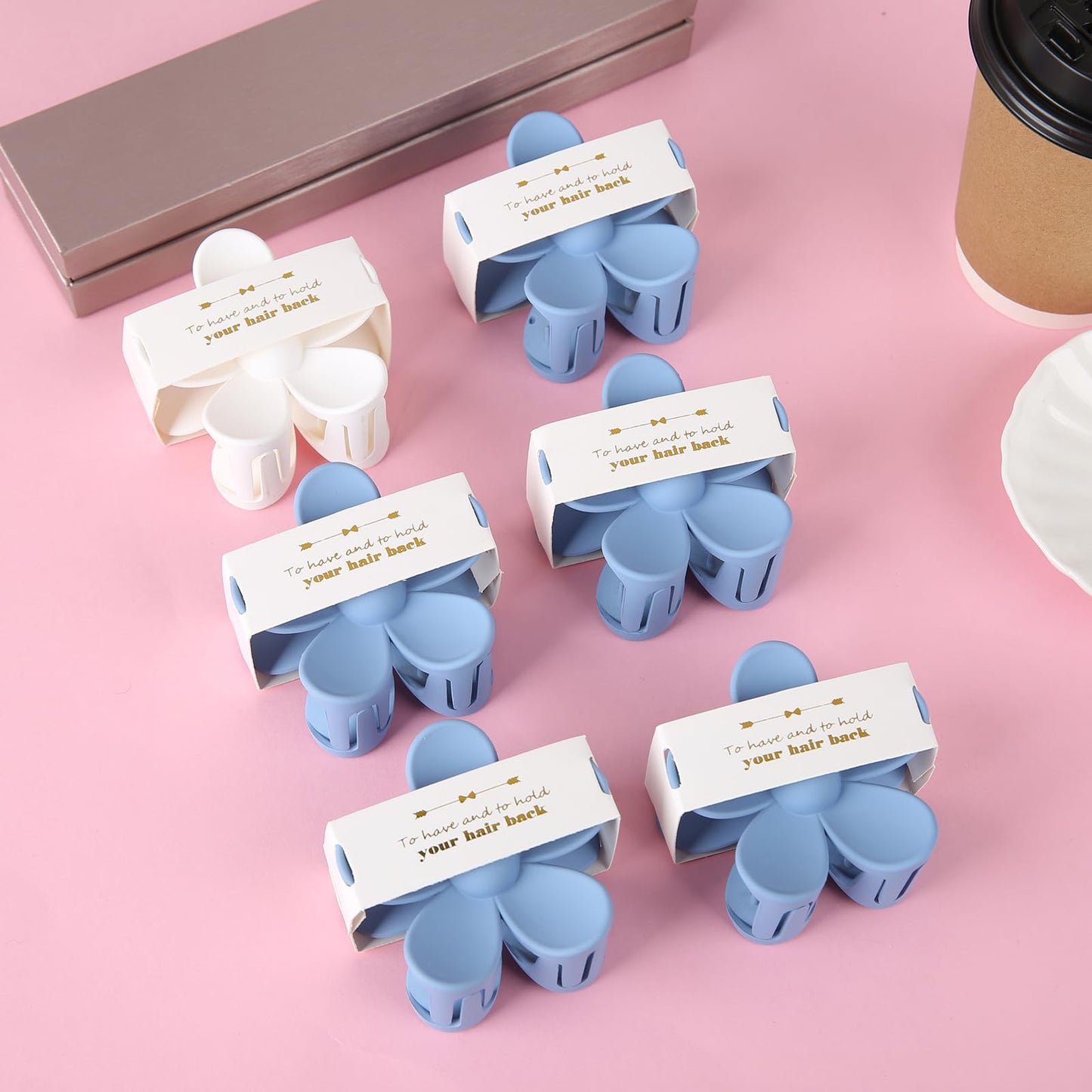 Ciulaiy Bridesmaid Hair Clips, 12pcs Large Dusty Blue Flowers Hair Claws, French Design Handmade Hair Clip for Women, Hair Securing, Hairdressing, Wedding Party Favors, Teen Girls Trendy Stuff