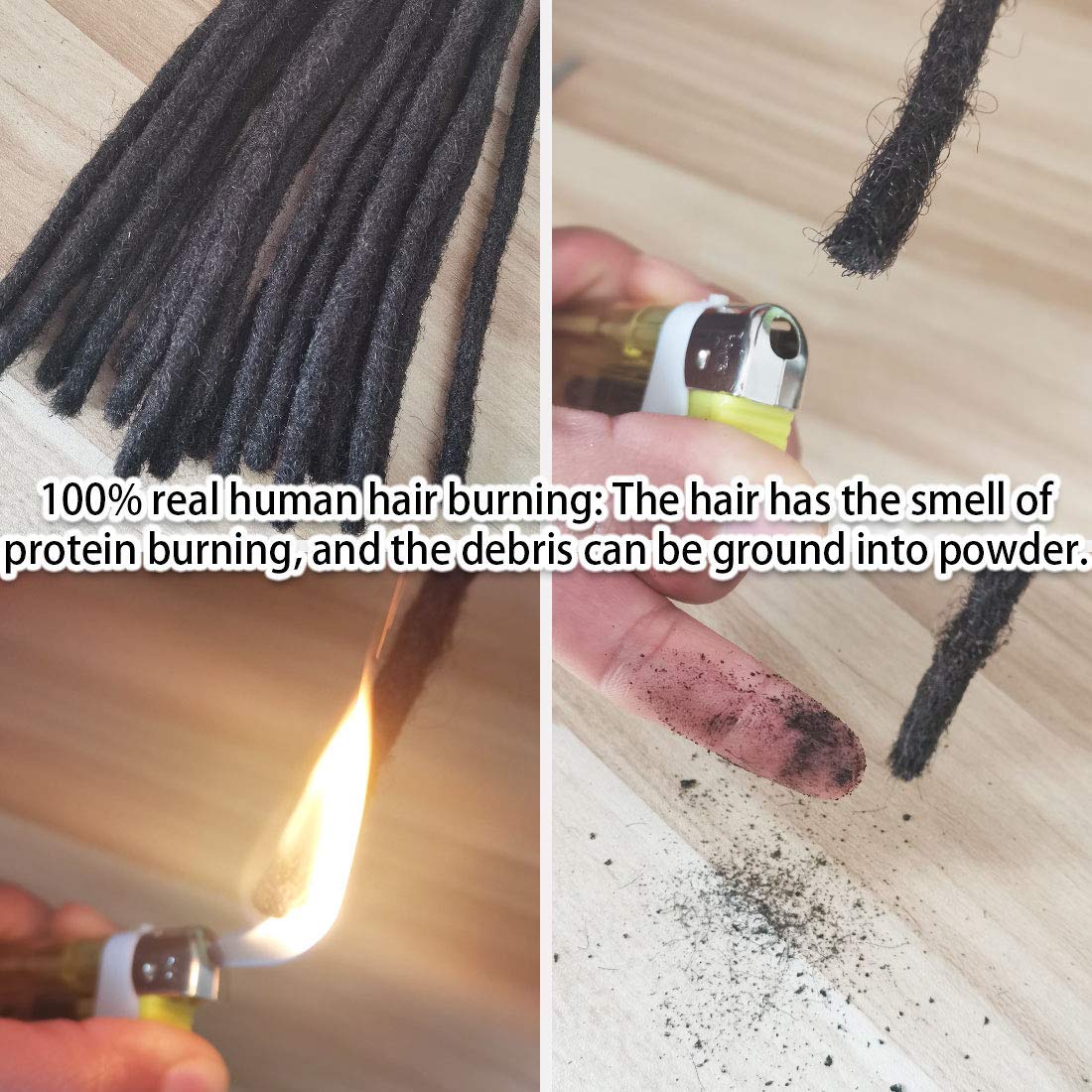 DAIXI Boho Loc Extensions Human Hair with Curly Ends for Women, Can Be Dyed Bleached Handmade Human Hair Dreadlocks with Human Hair Curls Extend Out (1B-0.6cm-Straight, 20 Inch 20 Strands)