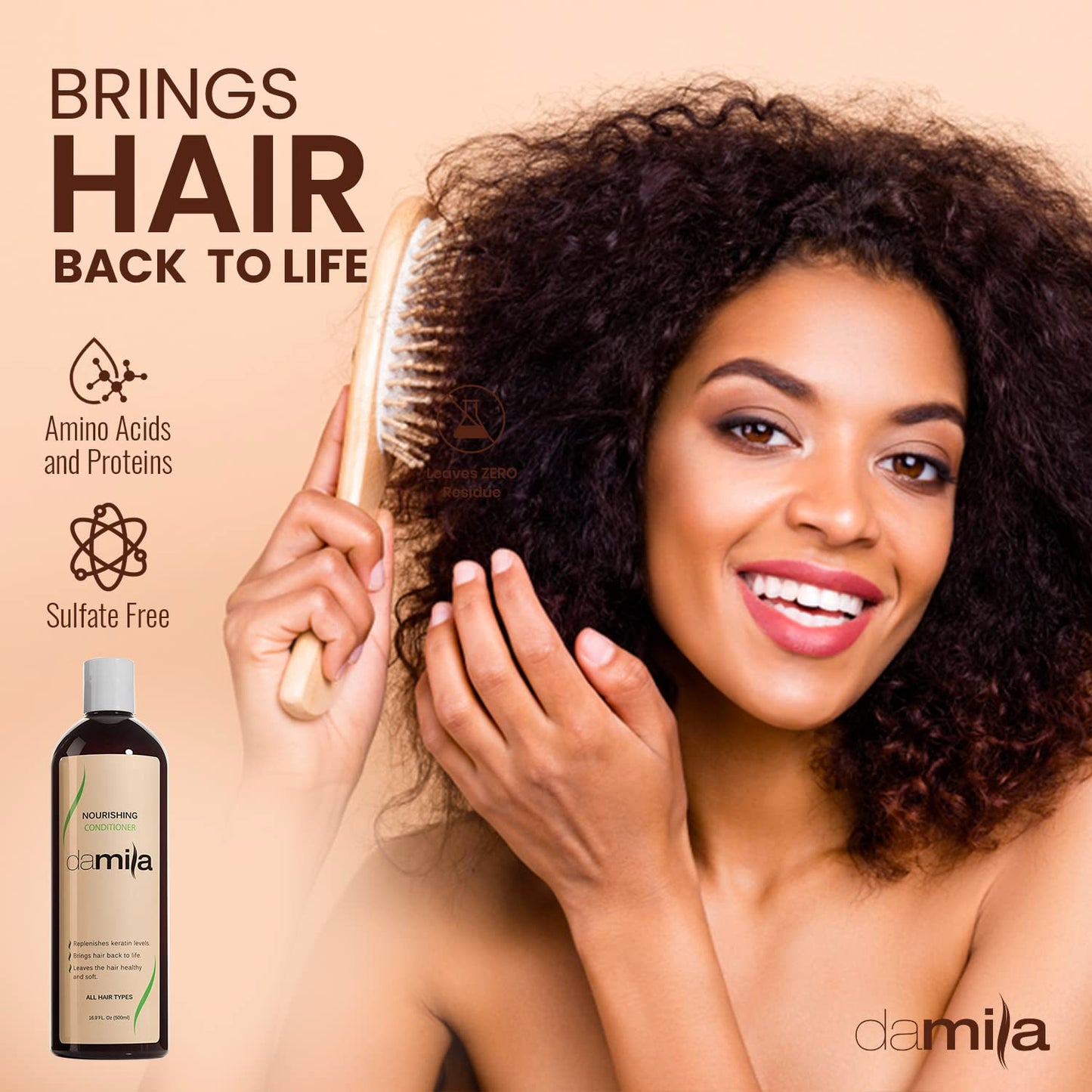 damila Nourishing Conditioner with Keratin & Aloe Vera - Perfect for Damaged, Frizzy, Curly, or Dry Hair (4.0 Fl Oz)