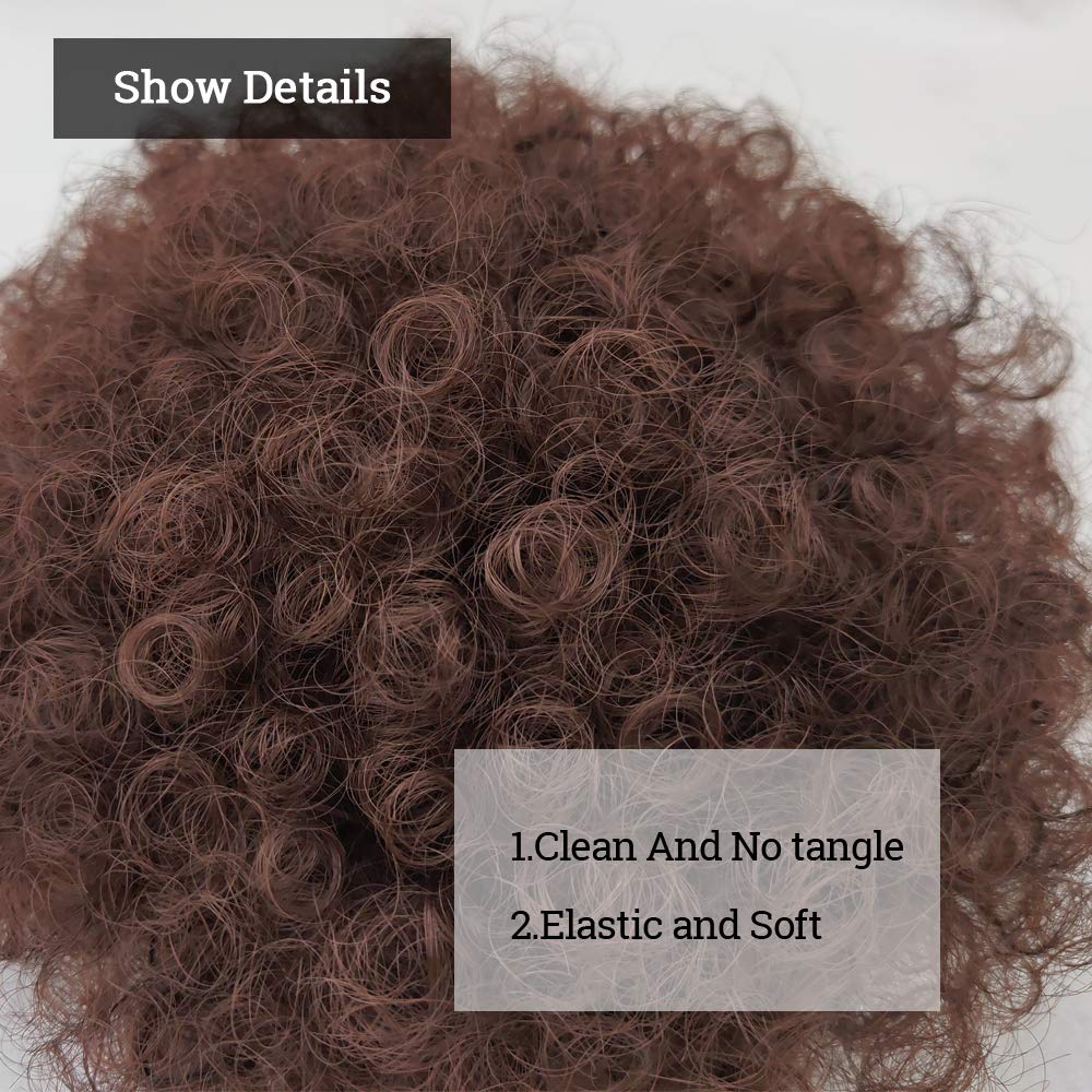 Yinmei Baibian Afro Puff Drawstring Ponytail Kinky Curly Pony tails Hair Synthetic Bun Extensions Hairpieces Updo Hair With Two Clips for Women Girls(4#)