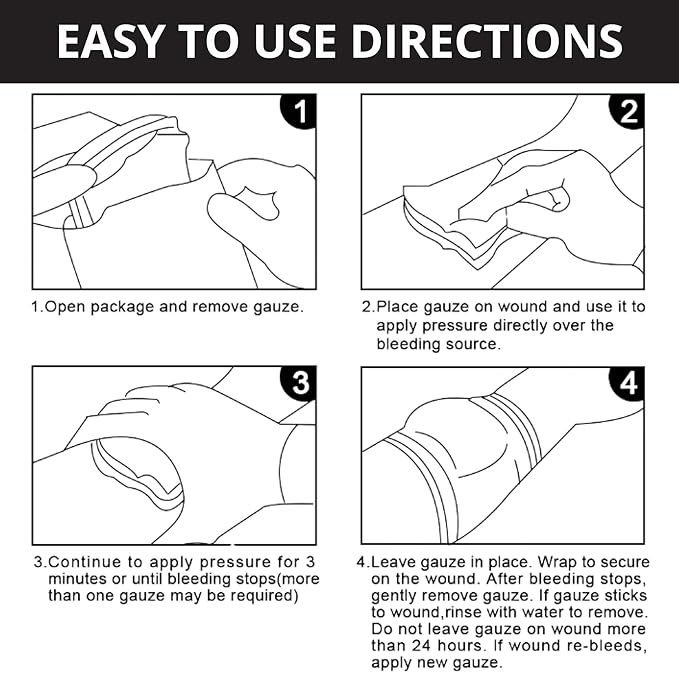 First Aid Advanced Quick Clotting Combat Gauze - Flexible Hemostatic Gauze - to Stop The Bleed kit Faster with Quick Clotting - Survival Kit Supplies - 3" x 12.5' - Pack of 5