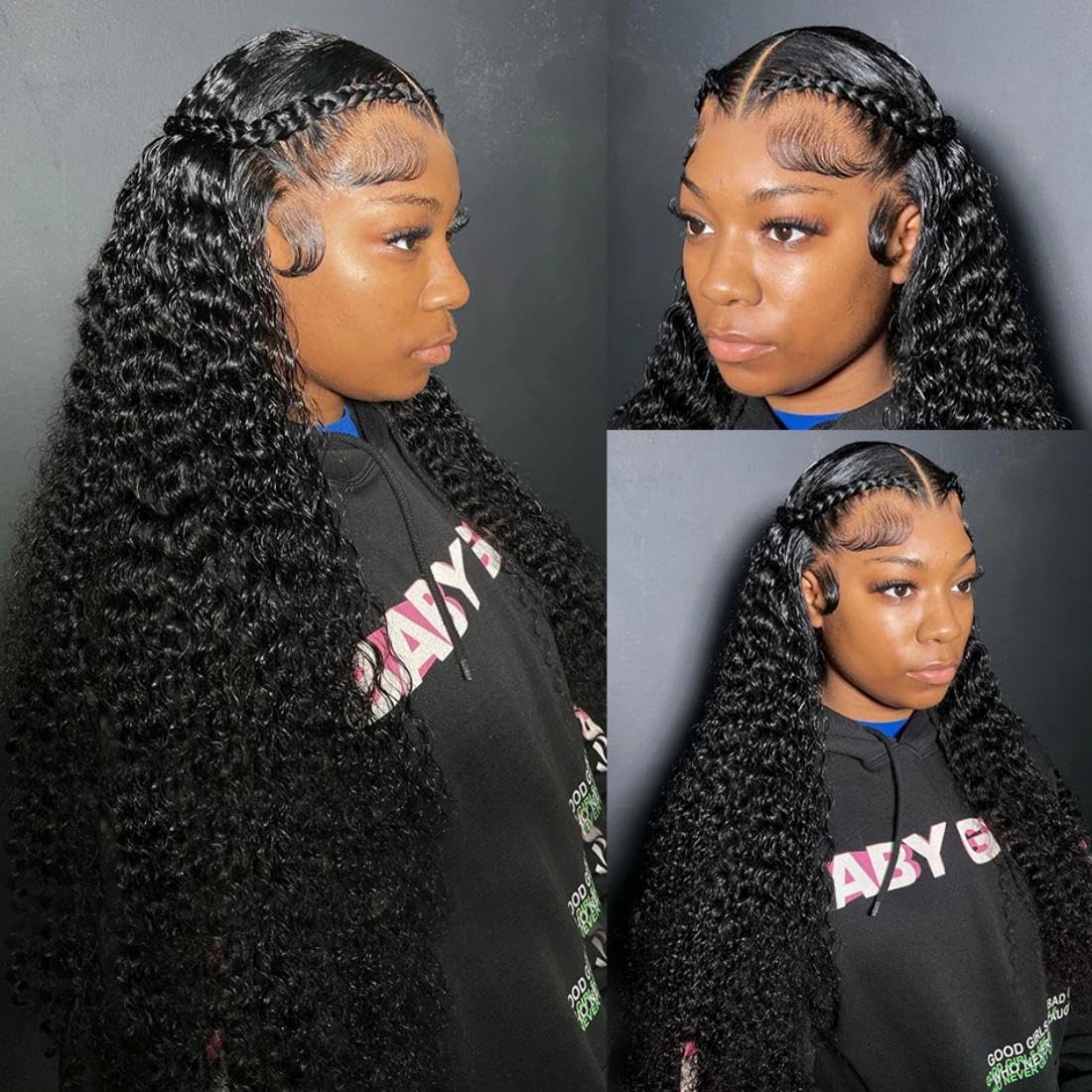 RMPYBY Deep Wave Lace Front Wigs Human Hair Wigs for Women 13x4 HD Deep Curly Lace Front Wig Human Hair 180% Density Lace Frontal Wigs Human Hair Pre Plucked with Baby Hair (24 Inch)