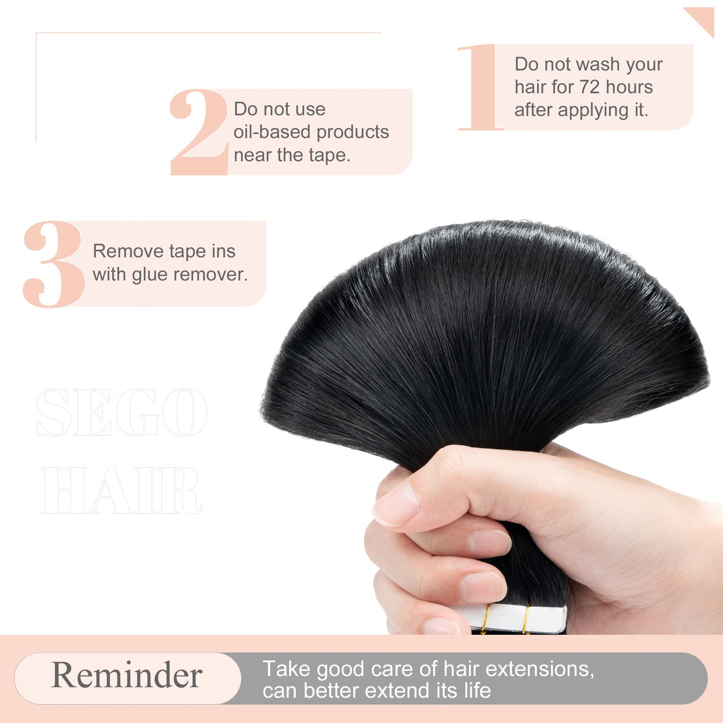 SEGO Tape in Hair Extensions Human Hair 18 Inch 100g 40pcs Natural Straight 100% Remy Rooted Seamless Skin Weft Invisible Double Sided Tape Hair for Women-Jet Black