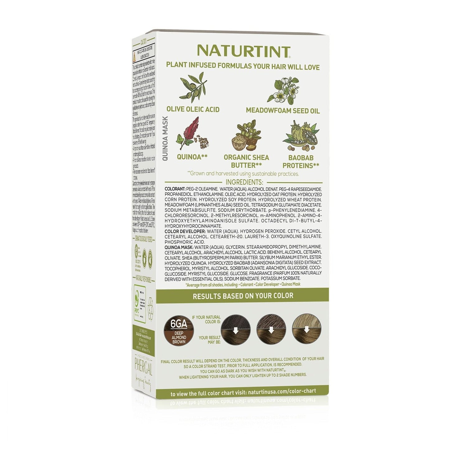 Naturtint 6GA Deep Almond Brown Permanent Hair Color (Pack of 1), Ammonia Free, Vegan, Cruelty Free, up to 100% Gray Coverage, Long Lasting Results (Packaging may vary)