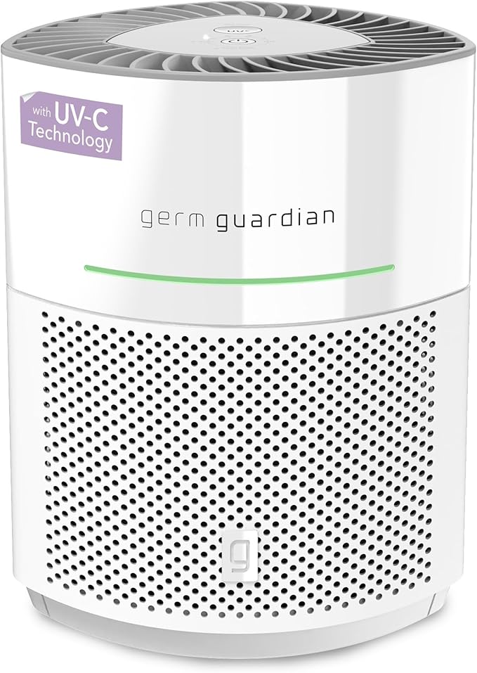GermGuardian Airsafe+ Intelligent Air Purifier with UV-C Light, Air Quality Sensor, 360˚ HEPA Filter & Filter V HEPA Pure Genuine Air Purifier Replacement Filter, Removes 99.97% of Pollutants