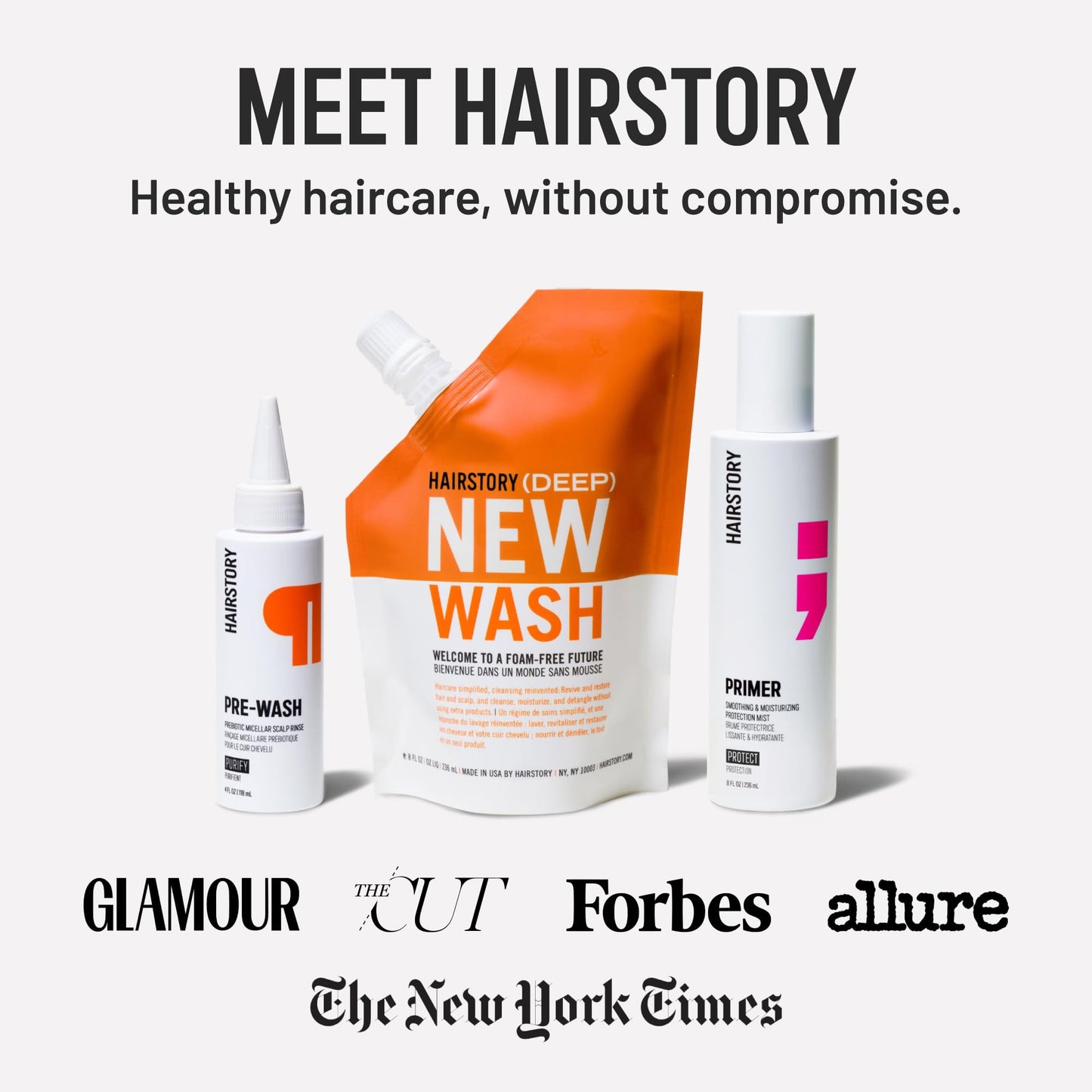 Hairstory Anti-Frizz Kit for Oily & Fine Hair, New Wash Deep & Hair Balm with Massaging Scalp Brush, Cleansing Cream with Leave-In Conditioner, Clarifies Scalp & Smooths Frizz