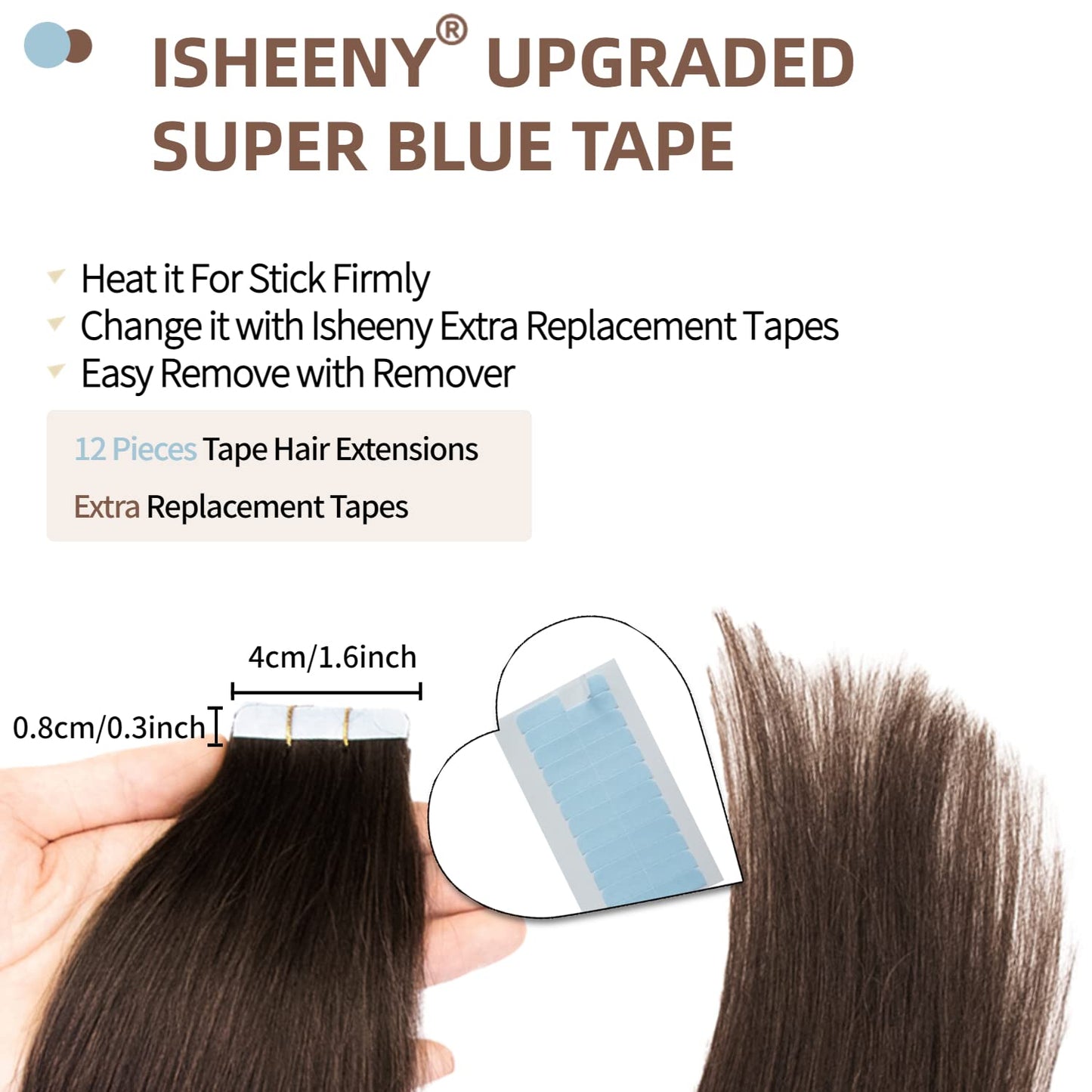 Isheeny Tape in Hair Extensions Human Hair 100% Real Remy Human Hair Extensions Seamless Straight Hair extensions Real Human Hair Tape in Extensions Darkest Brown 20Inch 40Pieces 100g/Set #2