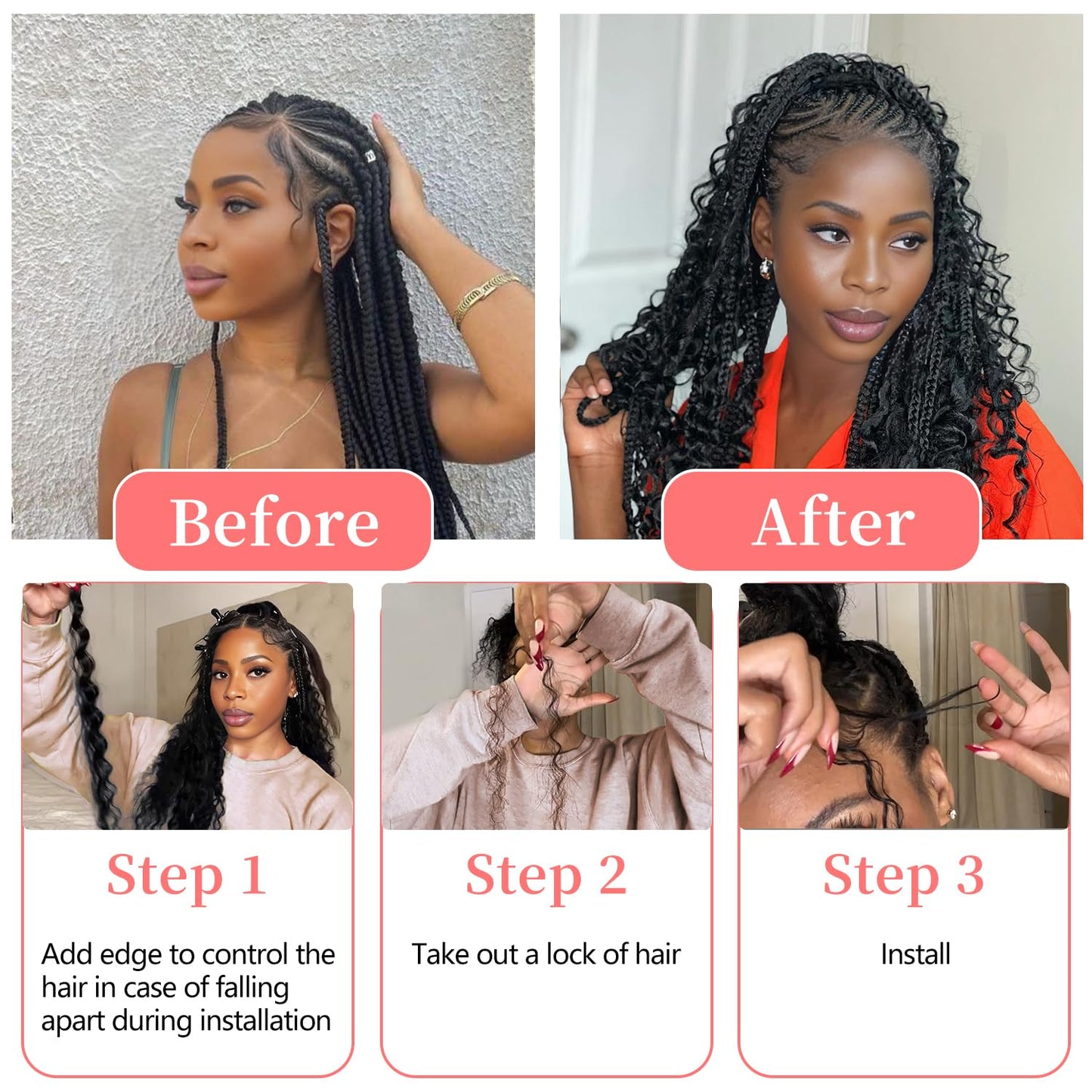 Deep Wave Bulk Human Braiding Hair for Boho Braids Ginger 100% Human Hair Unprocessed Brazilian Curly Human Hair for Human Hair Extensions 2 Braids Per of 1 pack 100g 24 Inch Human Hair