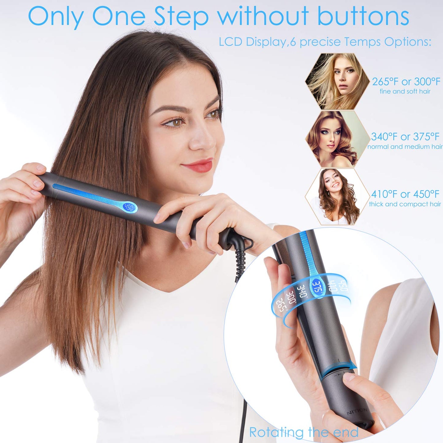 NITION Salon Hair Flat Iron and Hair Dryer with Diffuser/Comb Set