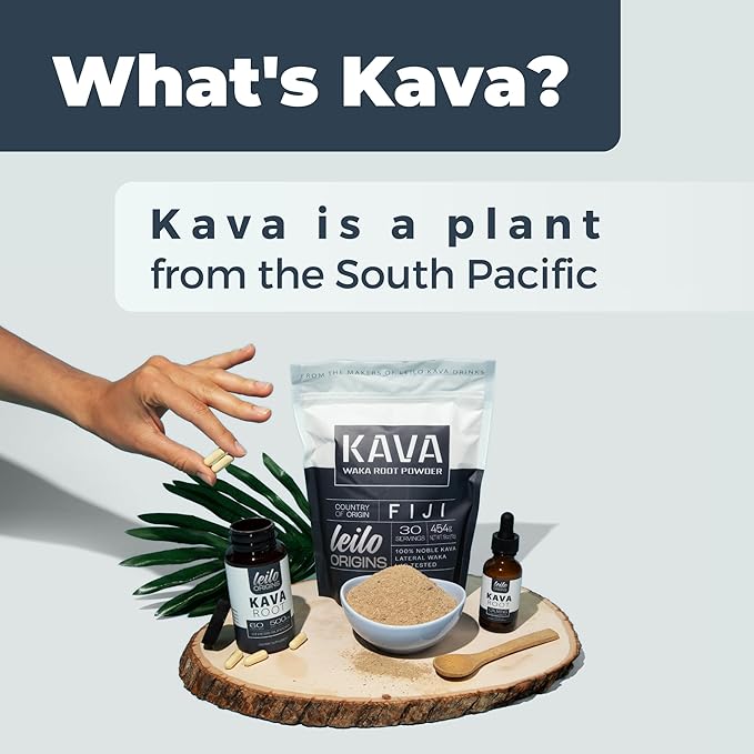 LEILO Kava Root Capsules | 500mg of Noble Extract/Serving to Support Stress and Promote Relaxation | (60 Vegan Capsules)