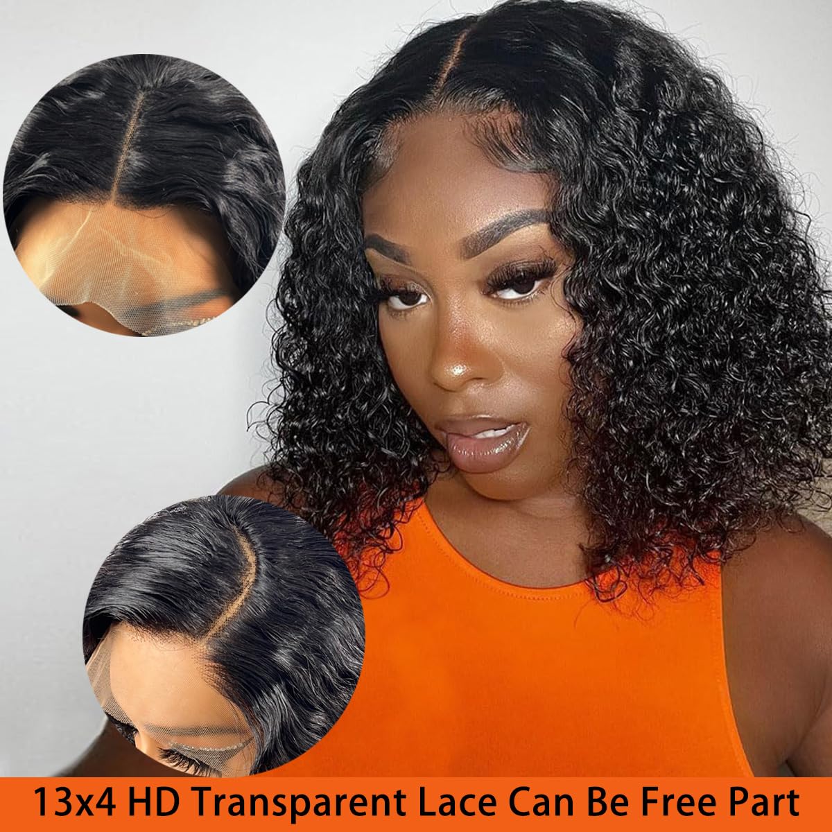 LDJOY Curly Lace Front Wigs Human Hair with Pre Plucked 180% Density Wigs for Black Women Human Hair with Baby Hair Glueless Curly Wigs 13×4 HD Transparent Lace Frontal Wigs Natural Color 16 Inch