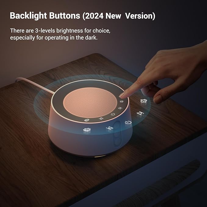 BGOVERSS White Noise Machine 14 Soothing Sounds and Warm Night Light for Sleeping, 5 Timers and Memory Feature Plug in Sound Machine for SF407 SF407