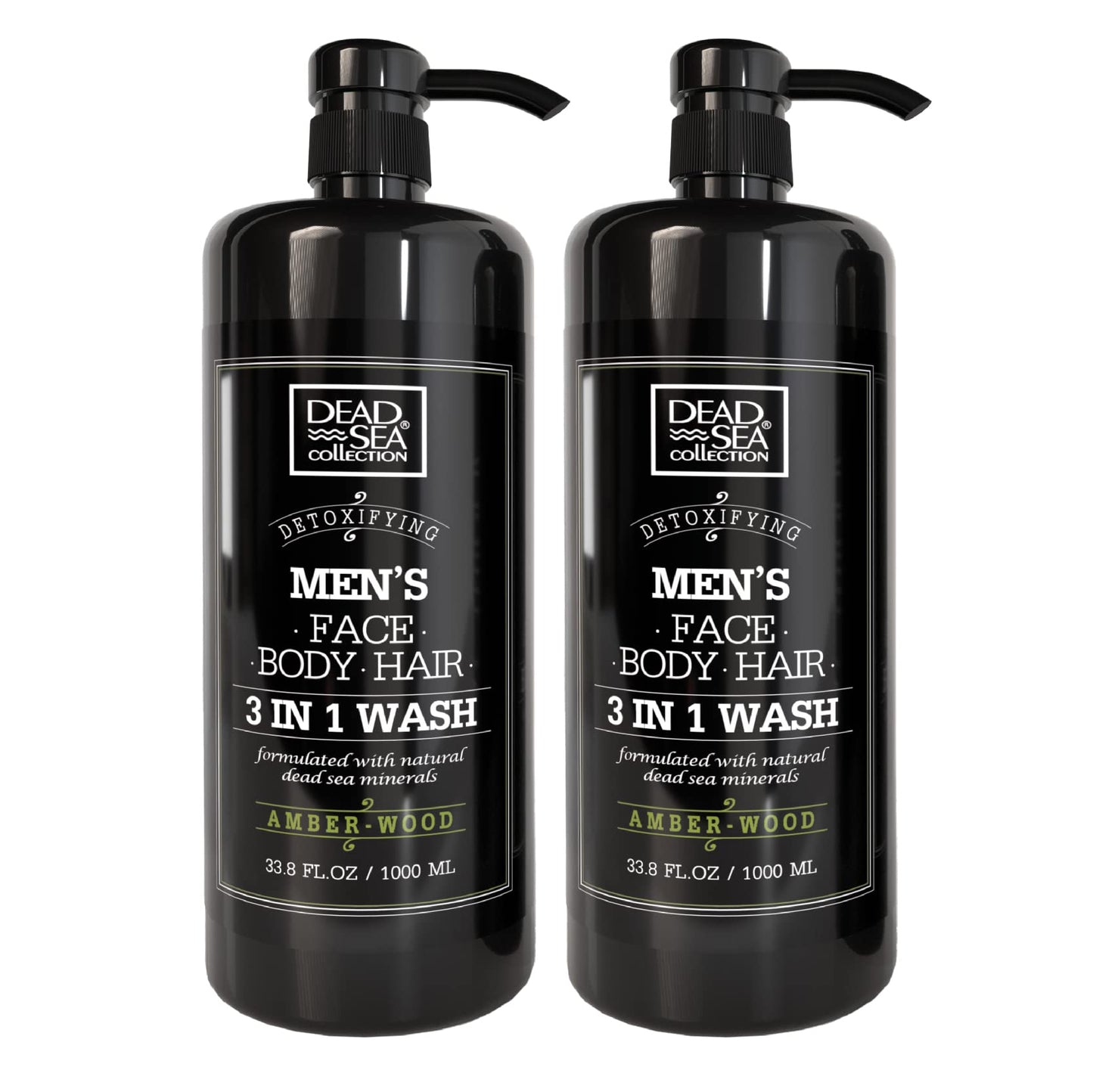 Dead Sea Collection Triple Bundle -Body wash 3 in 1 for man-SANALWOOD+AMBERWOOD+TOP 10 (6 Pc total)