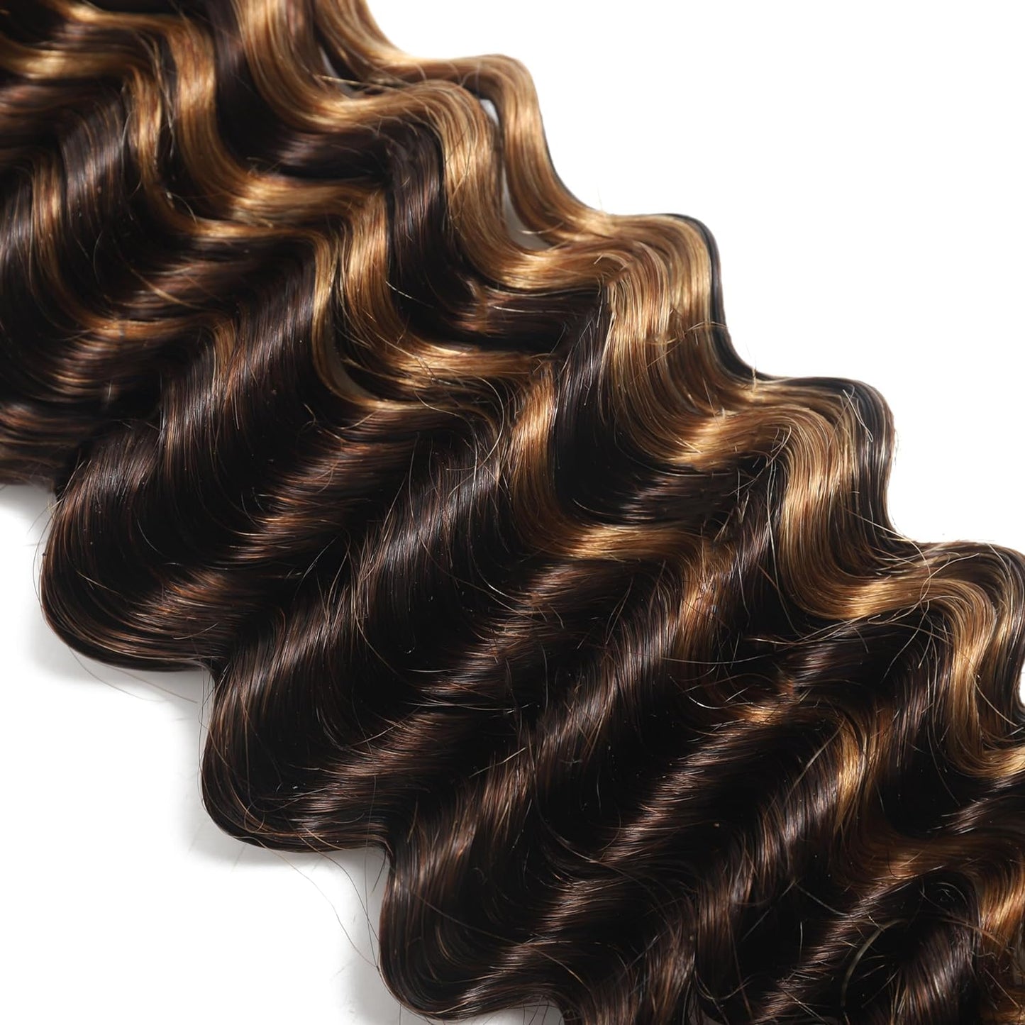 Human Braiding Hair 24 Inch Deep Wave Bulk P4/27 Human Hair for Braiding No Weft 2 Bundles 100g Curly Human Hair for Boho Braids 100% Unprocessed Brazilian Virgin Hair for Human Hair Extensions