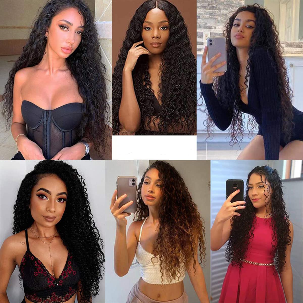 HeioWuio Curly Wave Brazilian Remy Human Hair Bundles Hair Weaves Natural Black Color Hair 3 Bundles Real Unprocessed Virgin Hair Extensions Hiar 3 Bundles 22 24 26 Inch