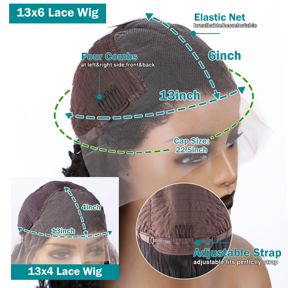 UWLK 13x6 Water Wave Lace Front Wigs Human Hair Pre Plucked 180% Density 13x6 HD Transparent Frontal Wigs Human Hair Water Wave Human Hair Lace Front Wigs for Women with Baby Hair (22 Inch)