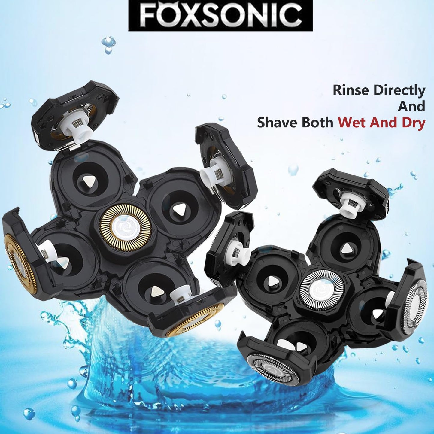 FOXSONIC 2 Universal 5 Blades Head Shaver Replacement Heads for Head Shaver, Head Shaver Replacement Blades