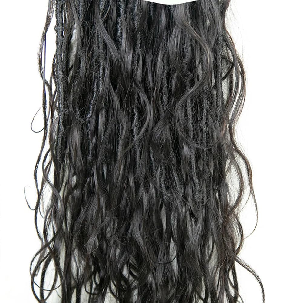 Meadow hair Boho Faux Locs Human Hair Curls Crochet Bohemian Braids Human Hair Knotless Pre Looped Synthetic Goddess Braids With Human Hair Curly Ends Body Wave For Braiding 22Inch 24Locs