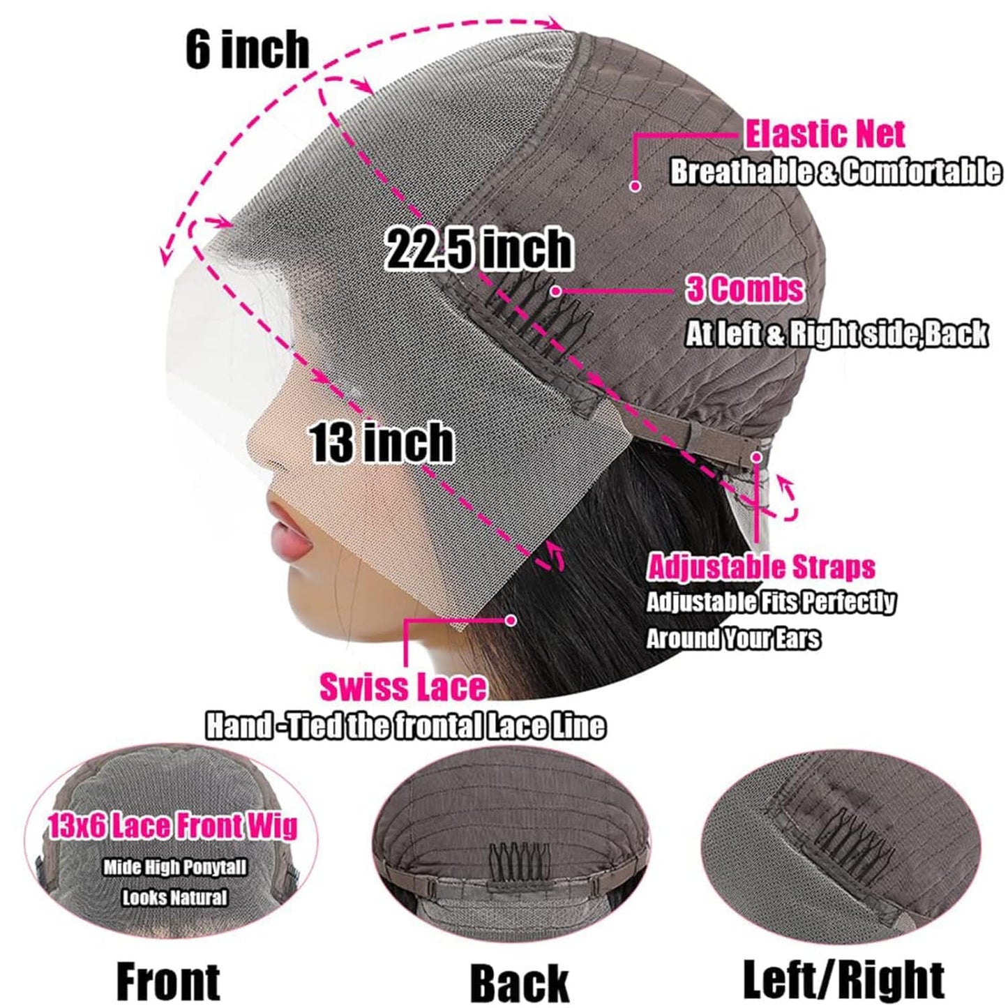 JIELIFA 13x6 Body Wave Lace Front Wigs Human Hair Pre Plucked Glueless Wigs Human Hair 180% Density HD Transparent Lace Frontal Wigs Human Hair for Black Women Body Wave Wig 20 Inch